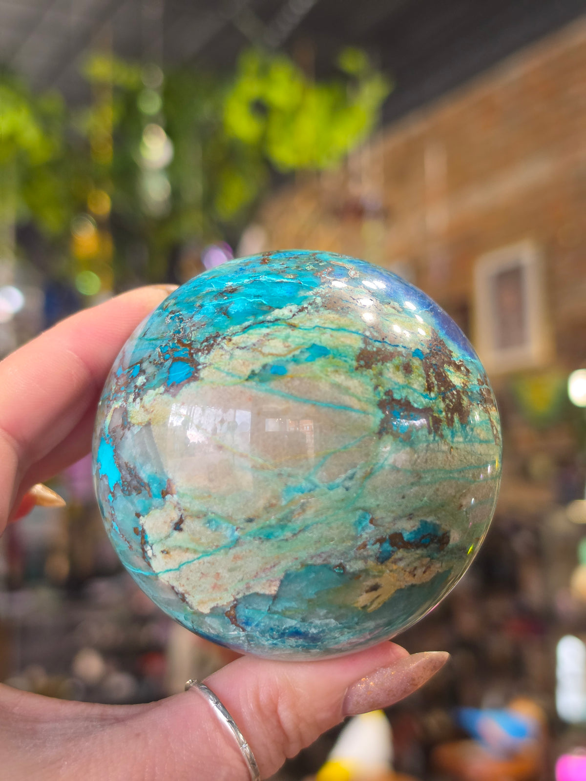Chrysocolla and Shattuckite Sphere