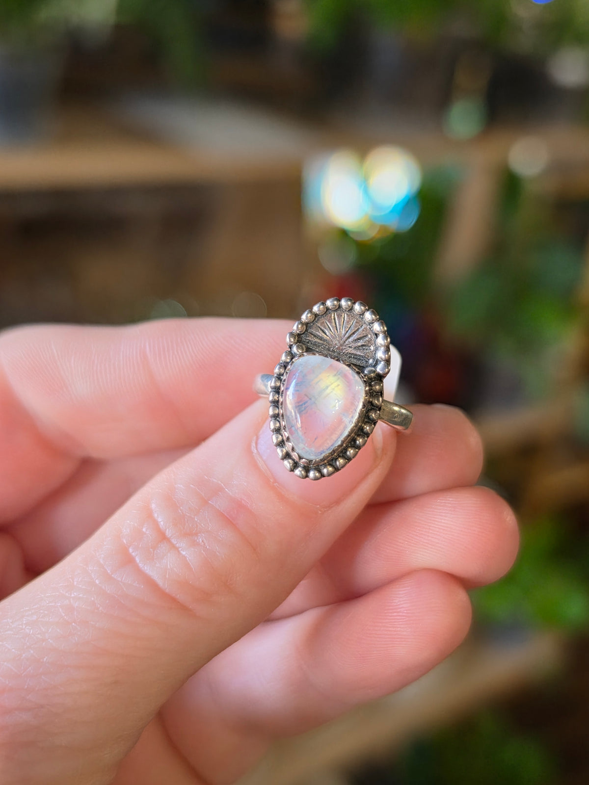 Size 6 Rainbow Moonstone Ring