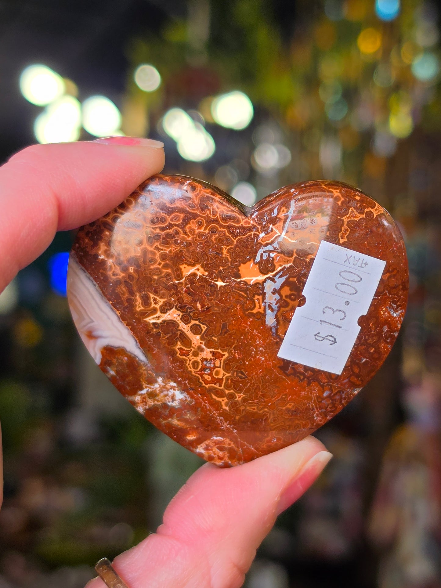 Red Orbicular Ocean Jasper Heart