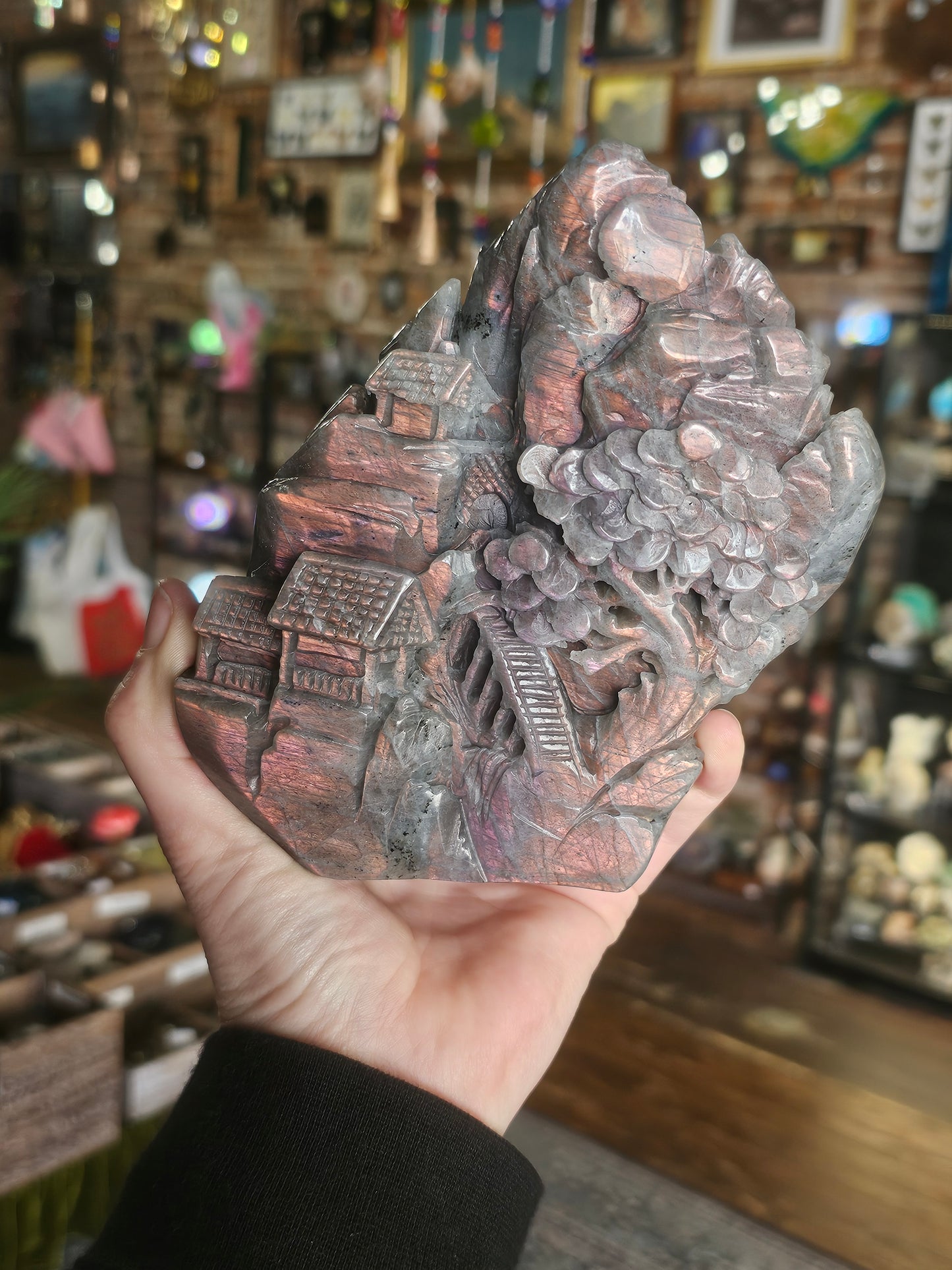Labradorite Village Carving