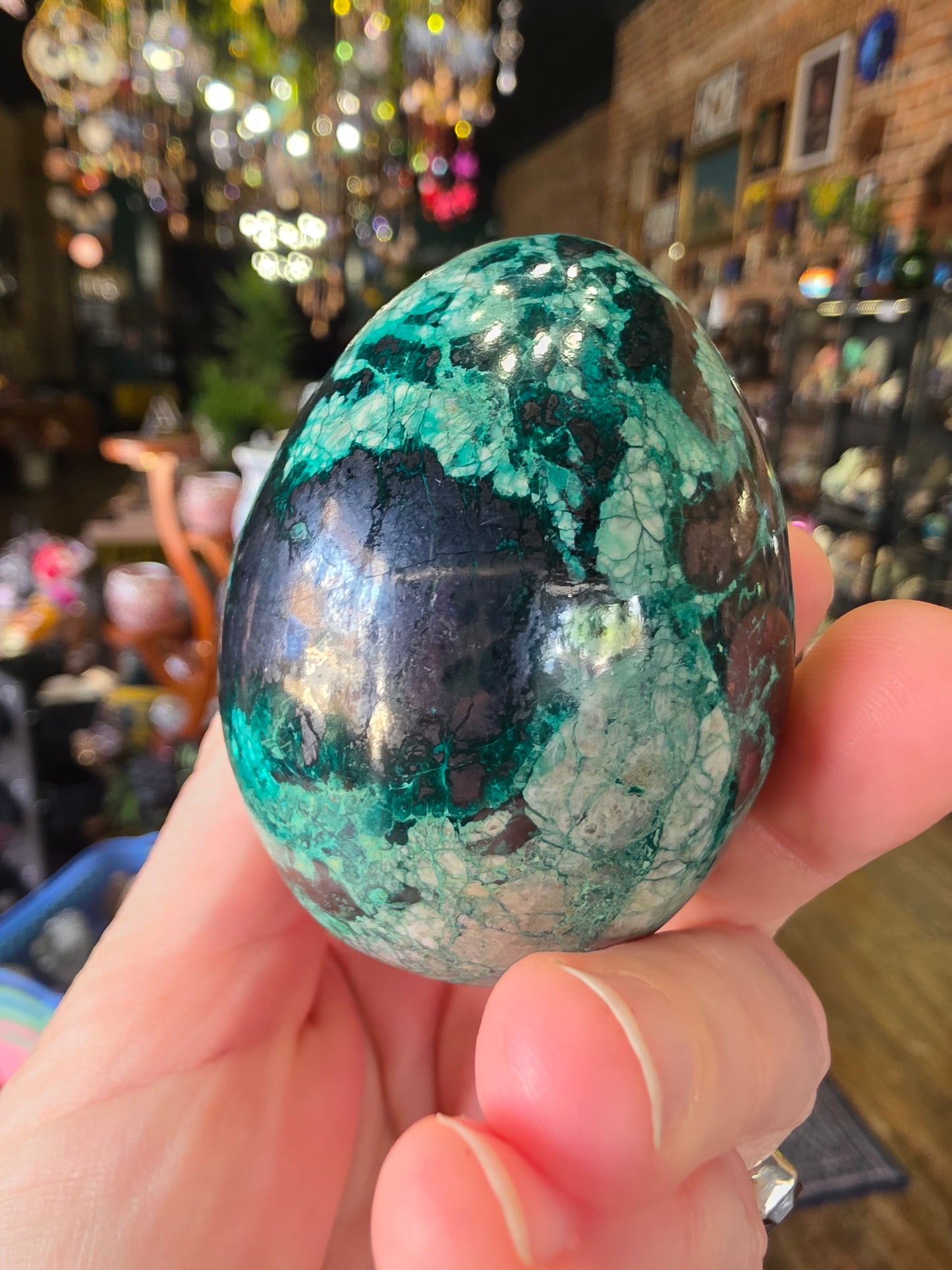 Chrysocolla and Hematite Egg