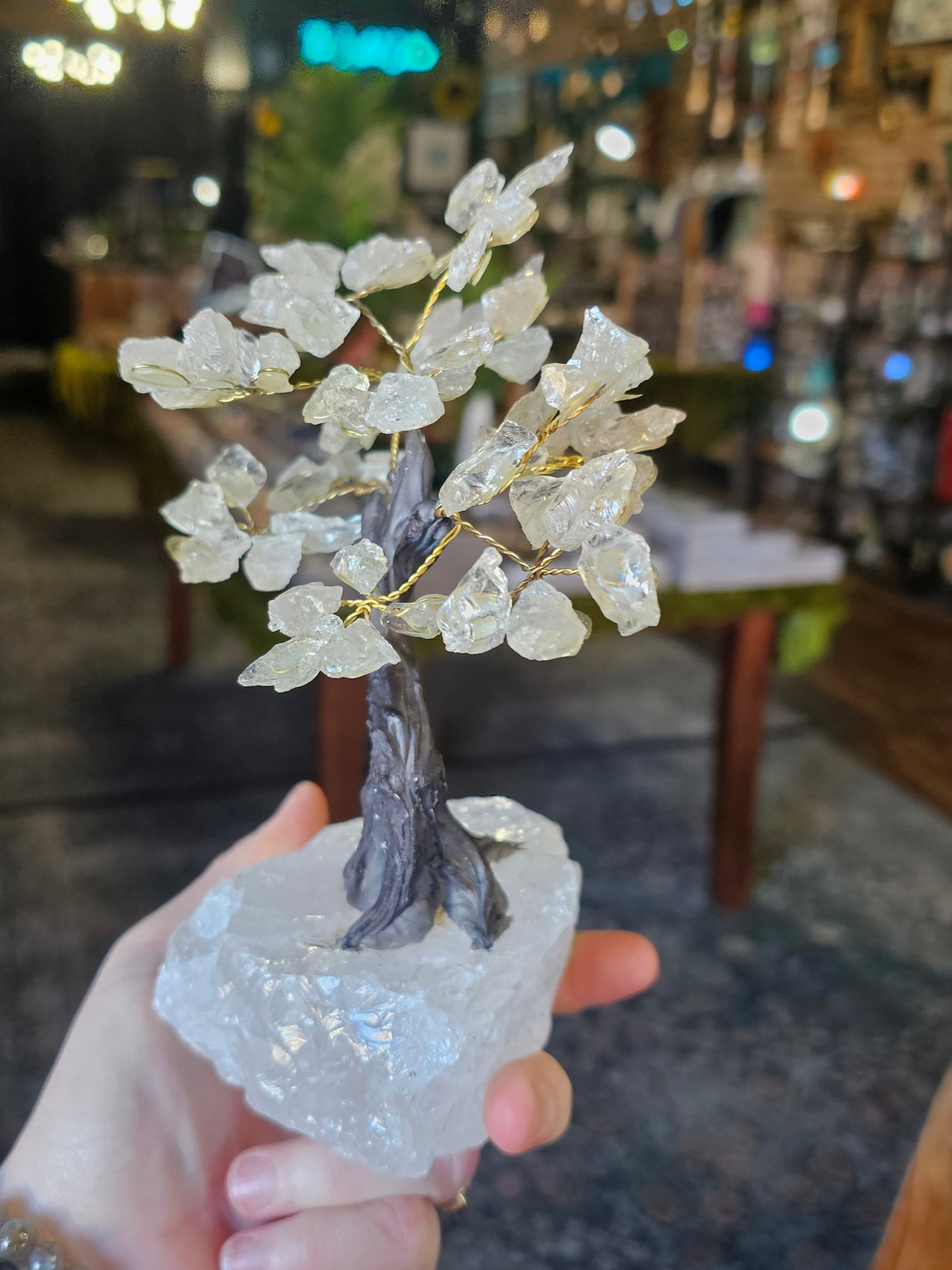 Clear Quartz Chip tree on Quartz Cluster