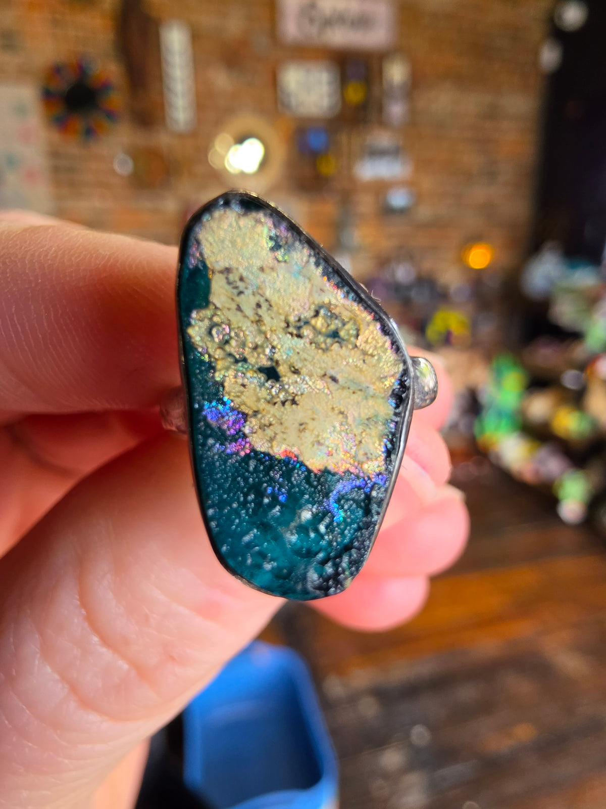 Patina Glass Ring Size 6