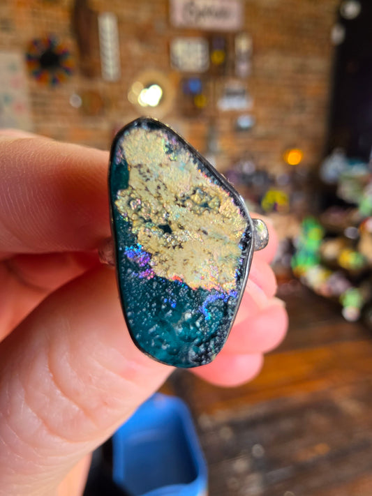 Patina Glass Ring Size 6