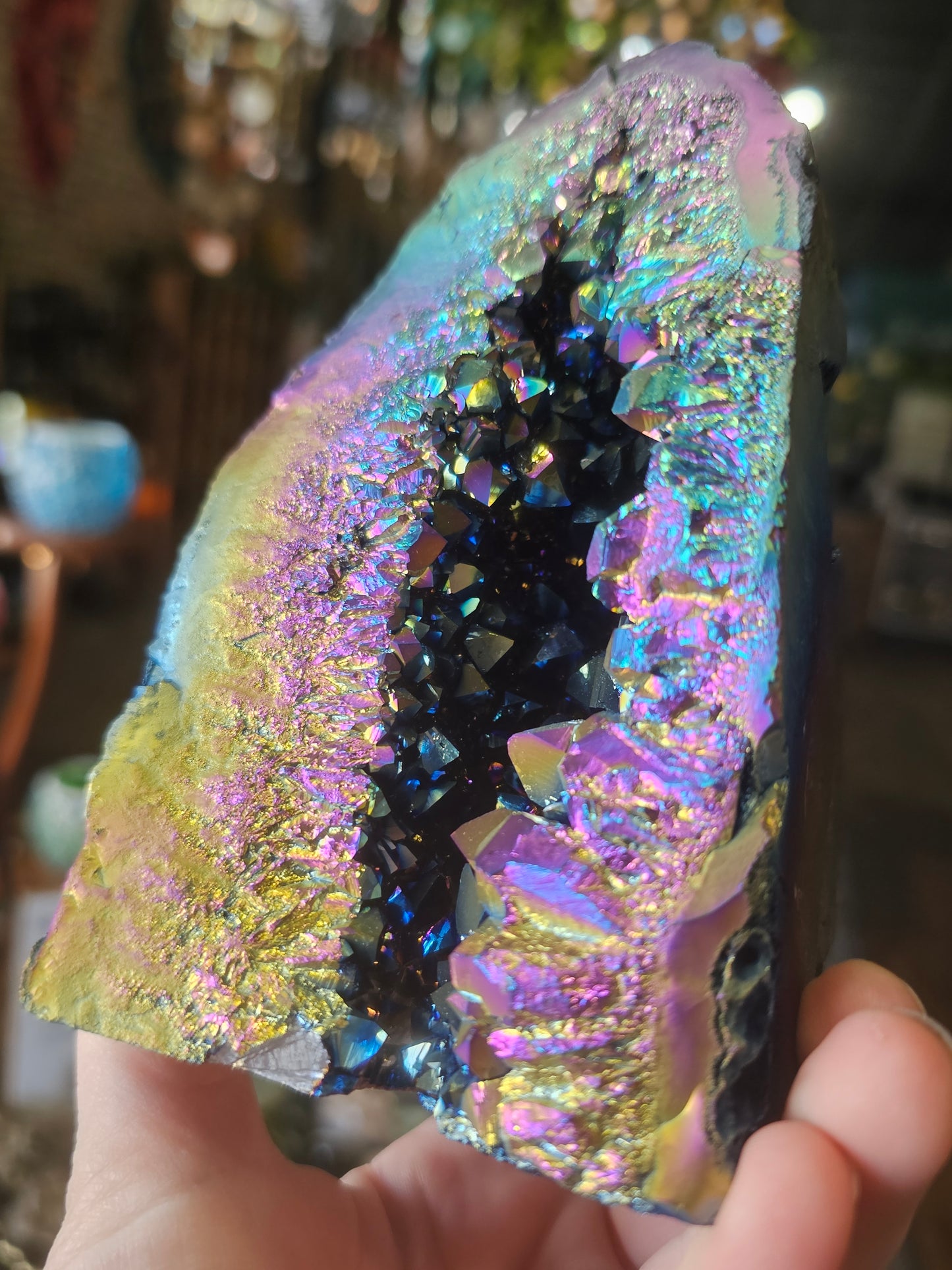 Treated Aura Quartz Cluster Freeform