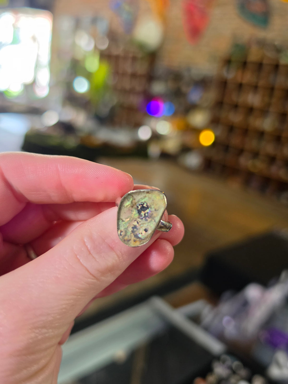 Patina Glass Ring Size 7.5
