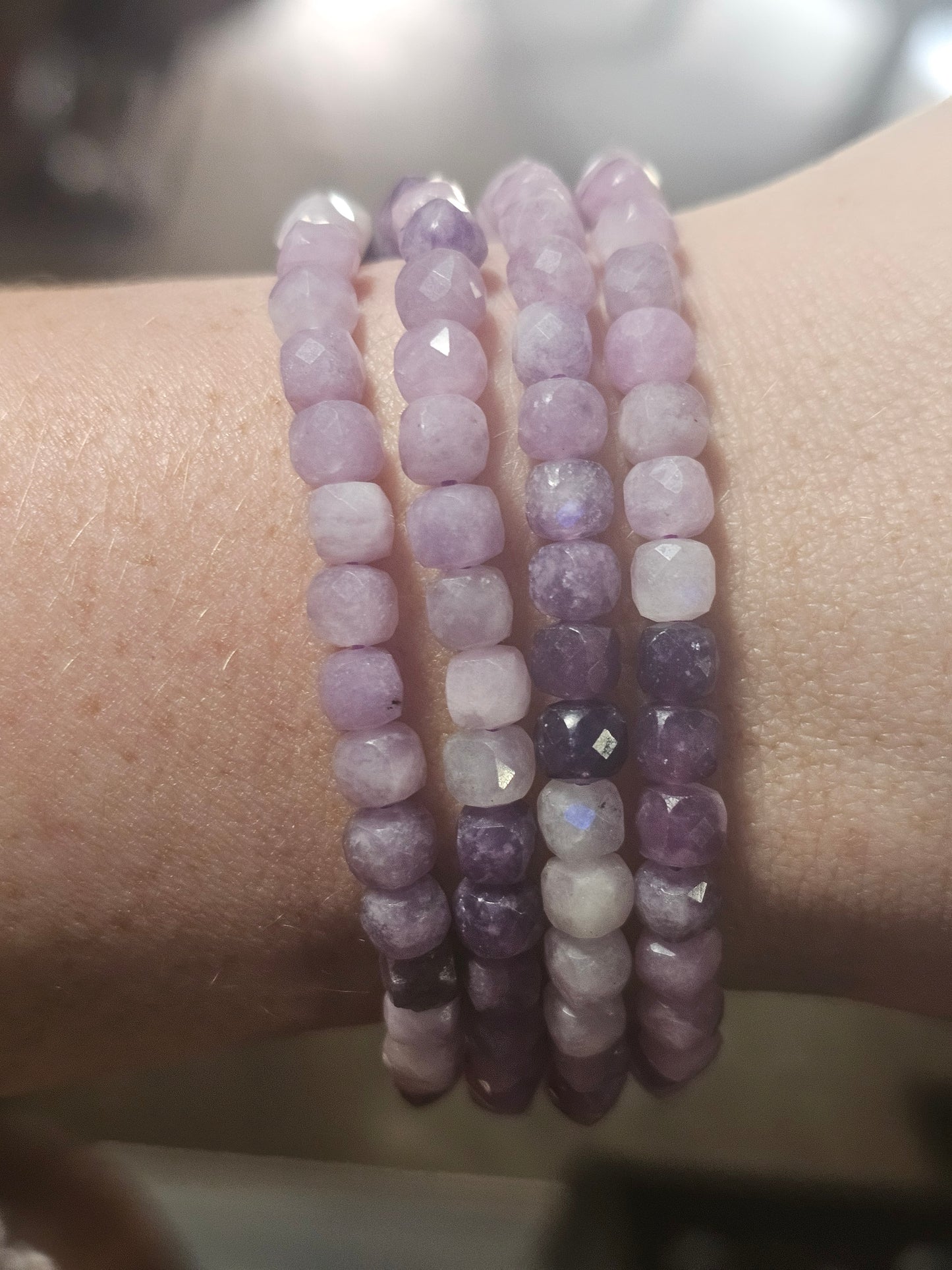 Lepidolite Faceted Stretch Bracelet