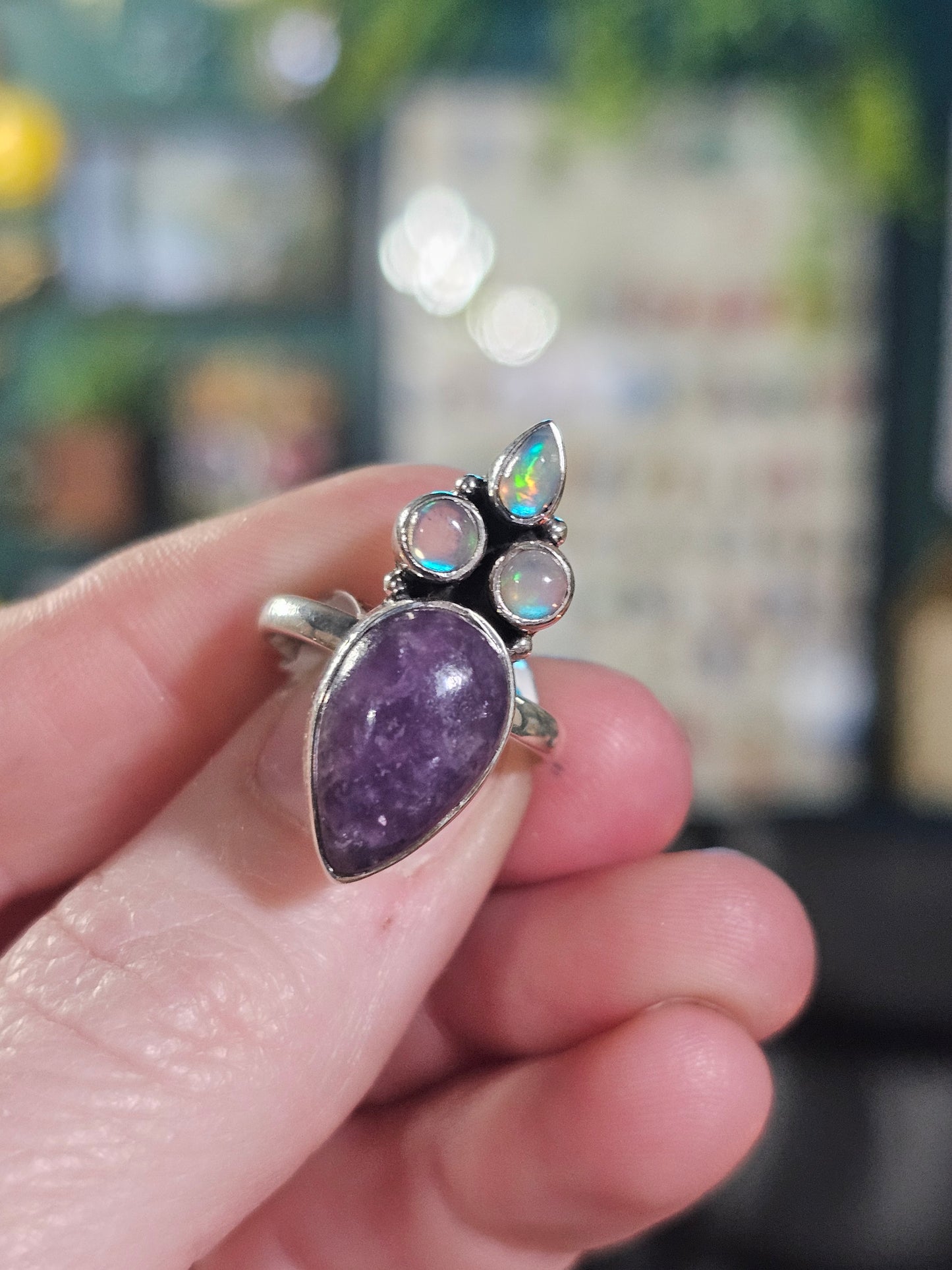 Size 7 Lepidolite & Ethiopian Opal Ring