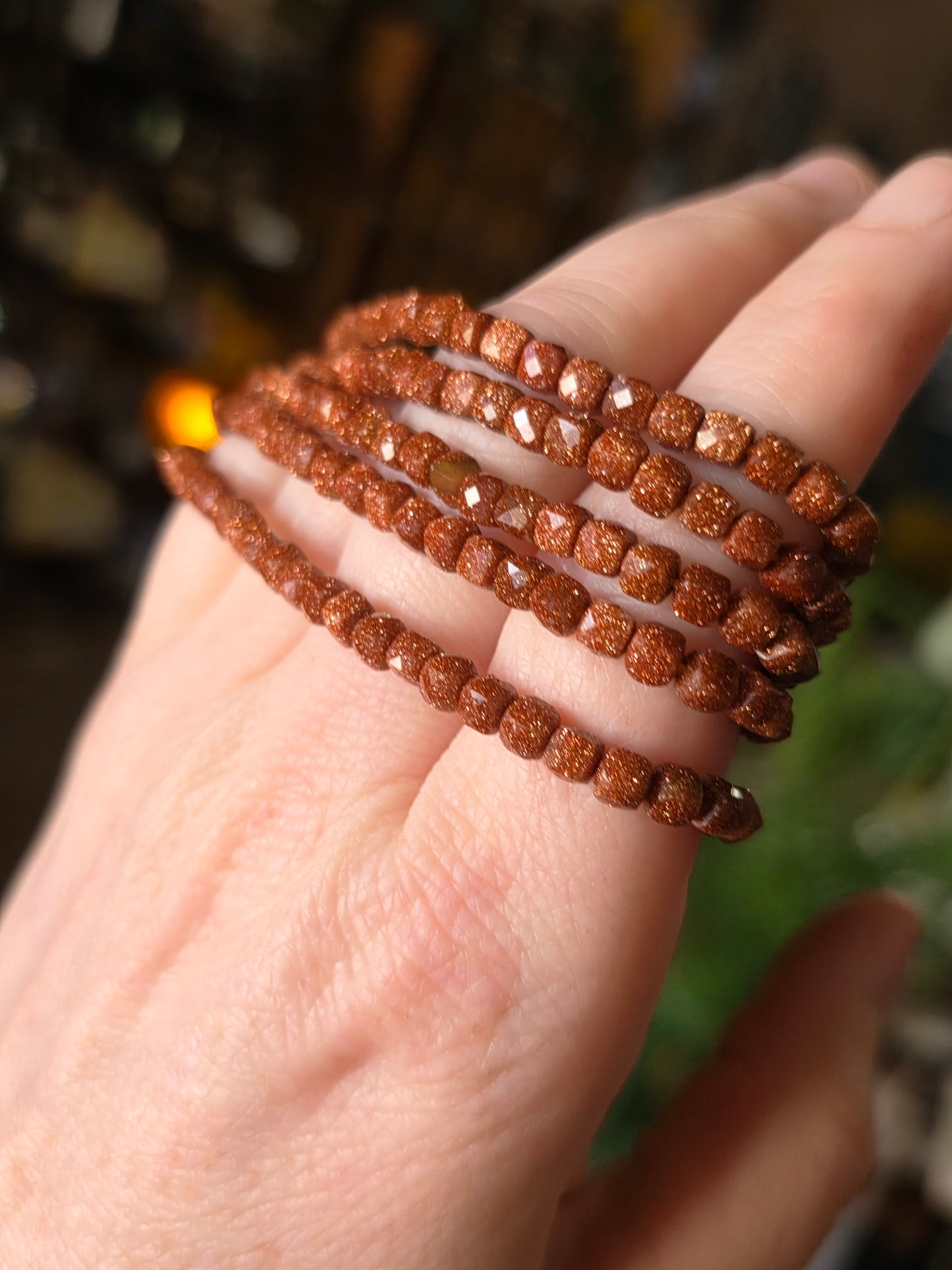 Faceted Goldstone Bead Bracelet