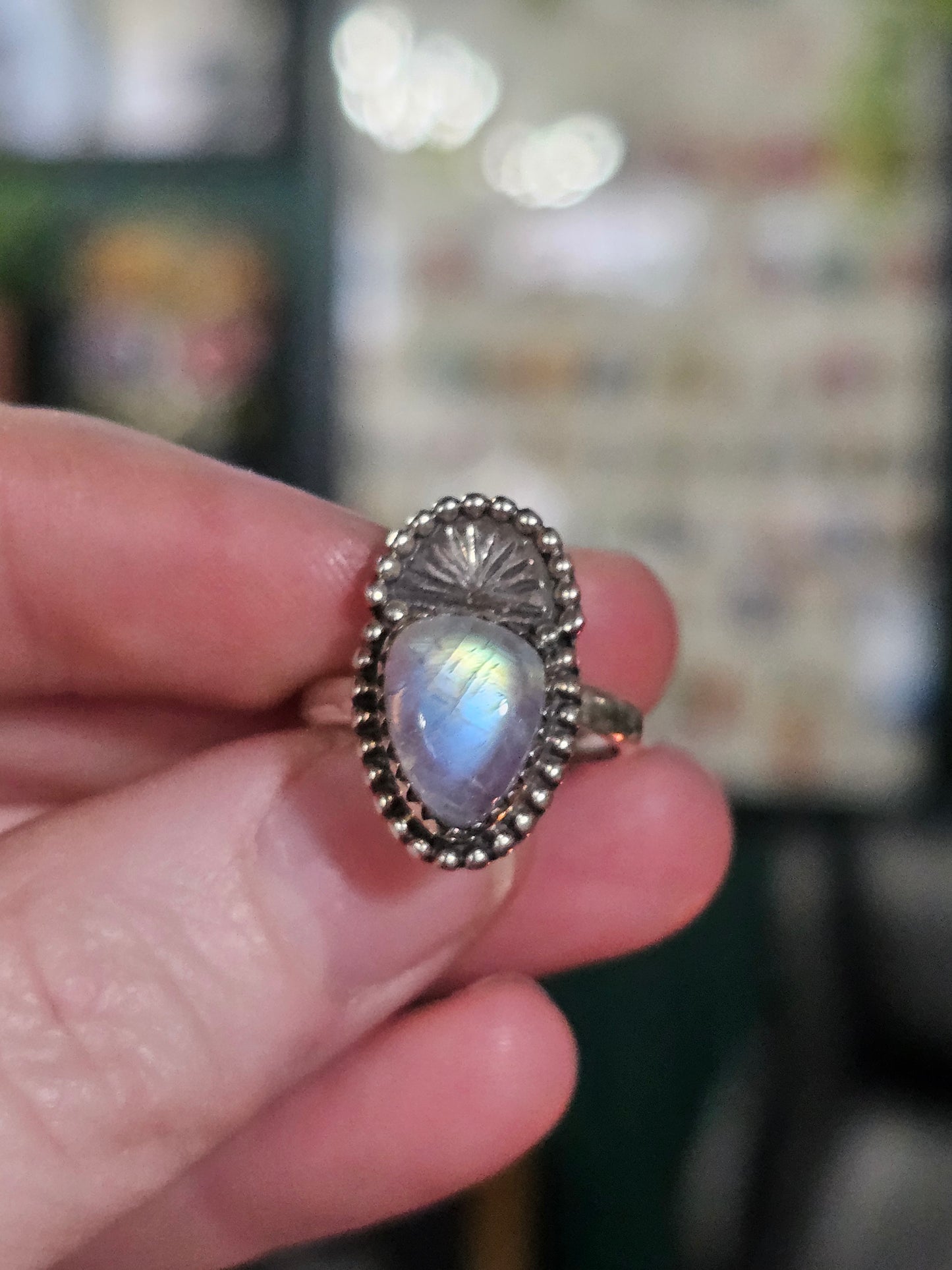 Size 6 Rainbow Moonstone Ring