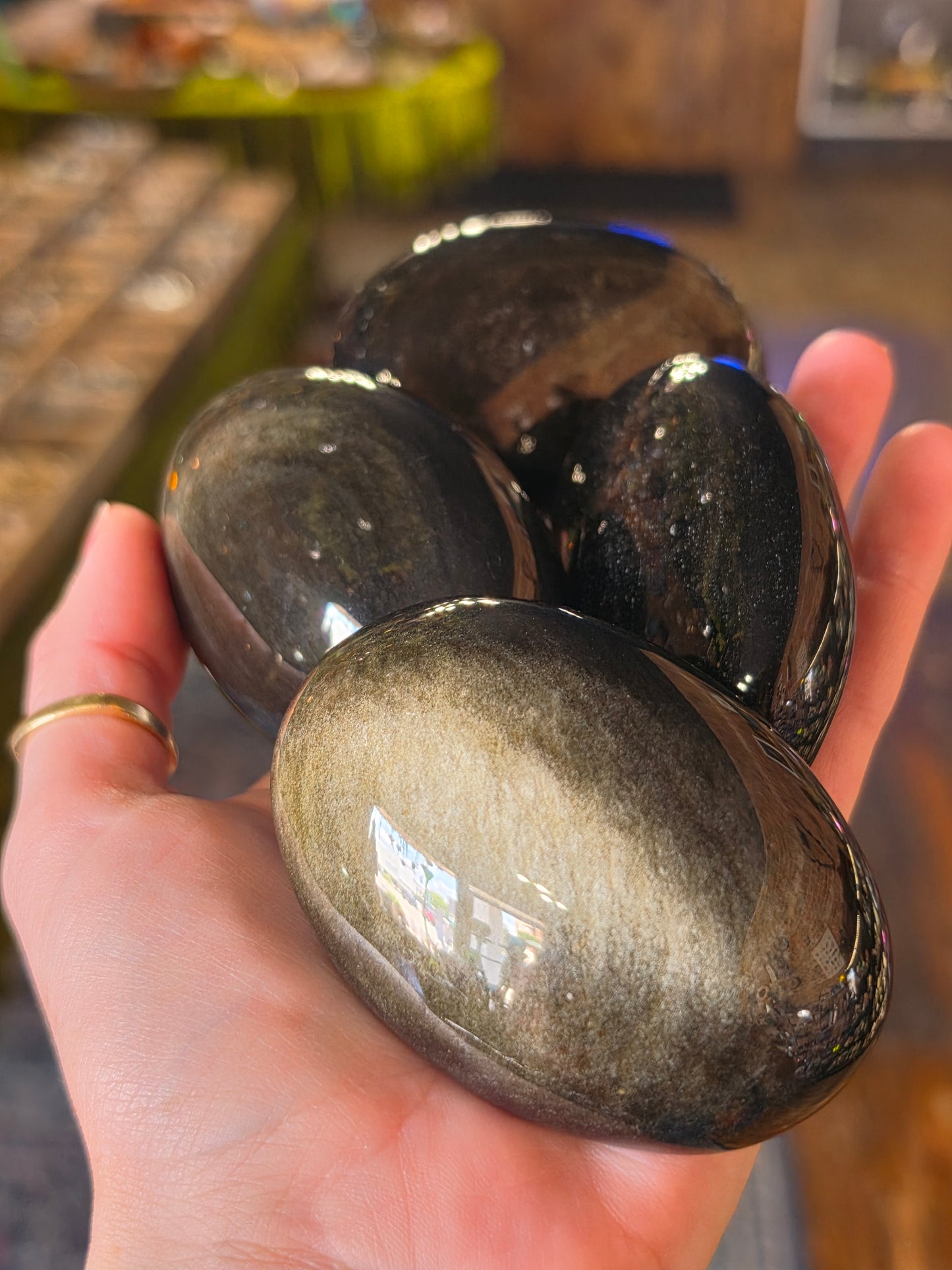 Large Gold Sheen Obsidian Palmstone