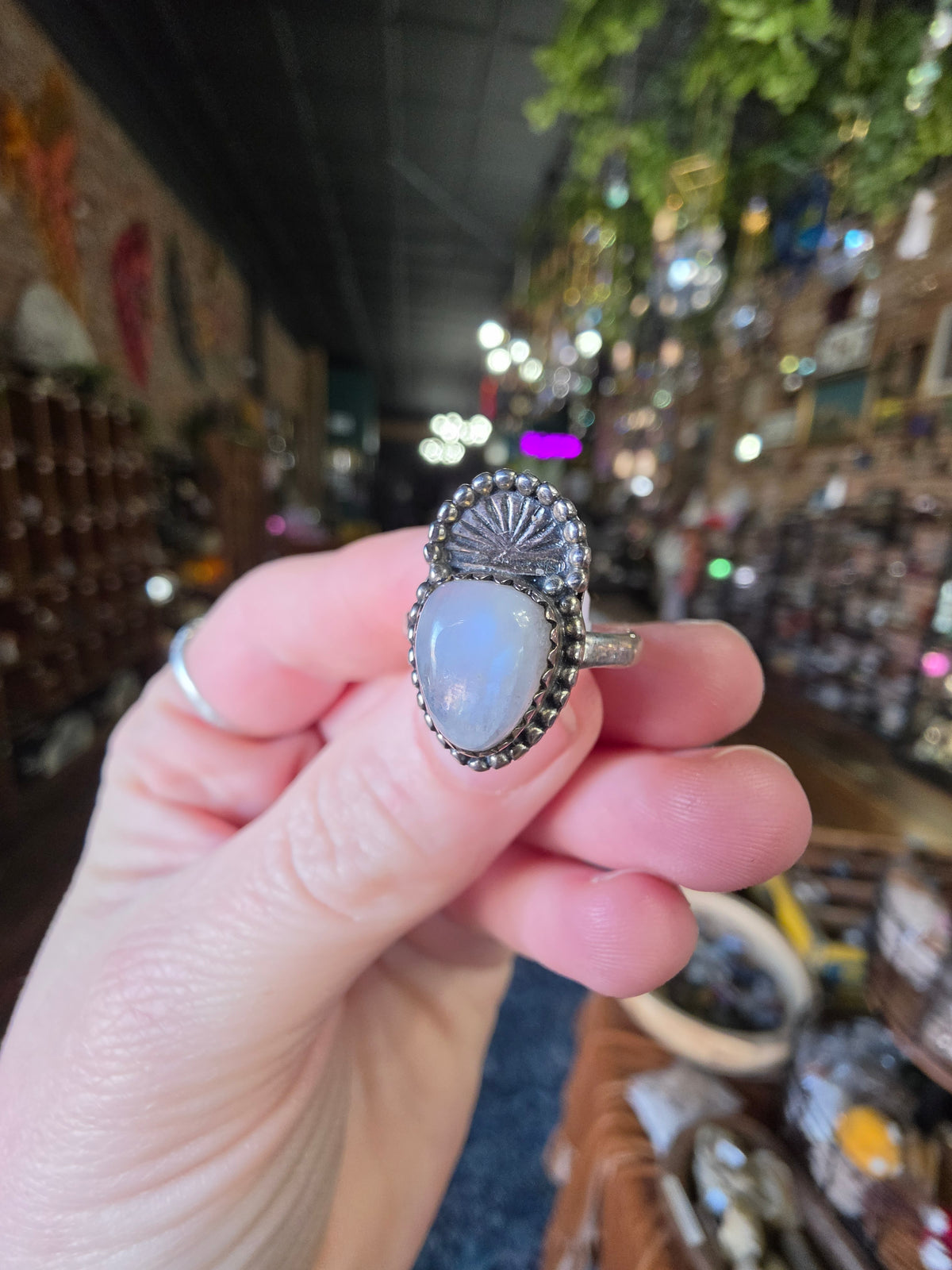 Rainbow Moonstone Ring Size 7