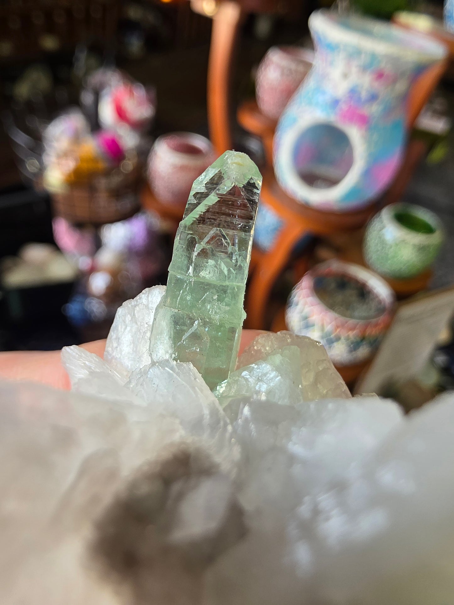 Green Apophyllite On Stilbite
