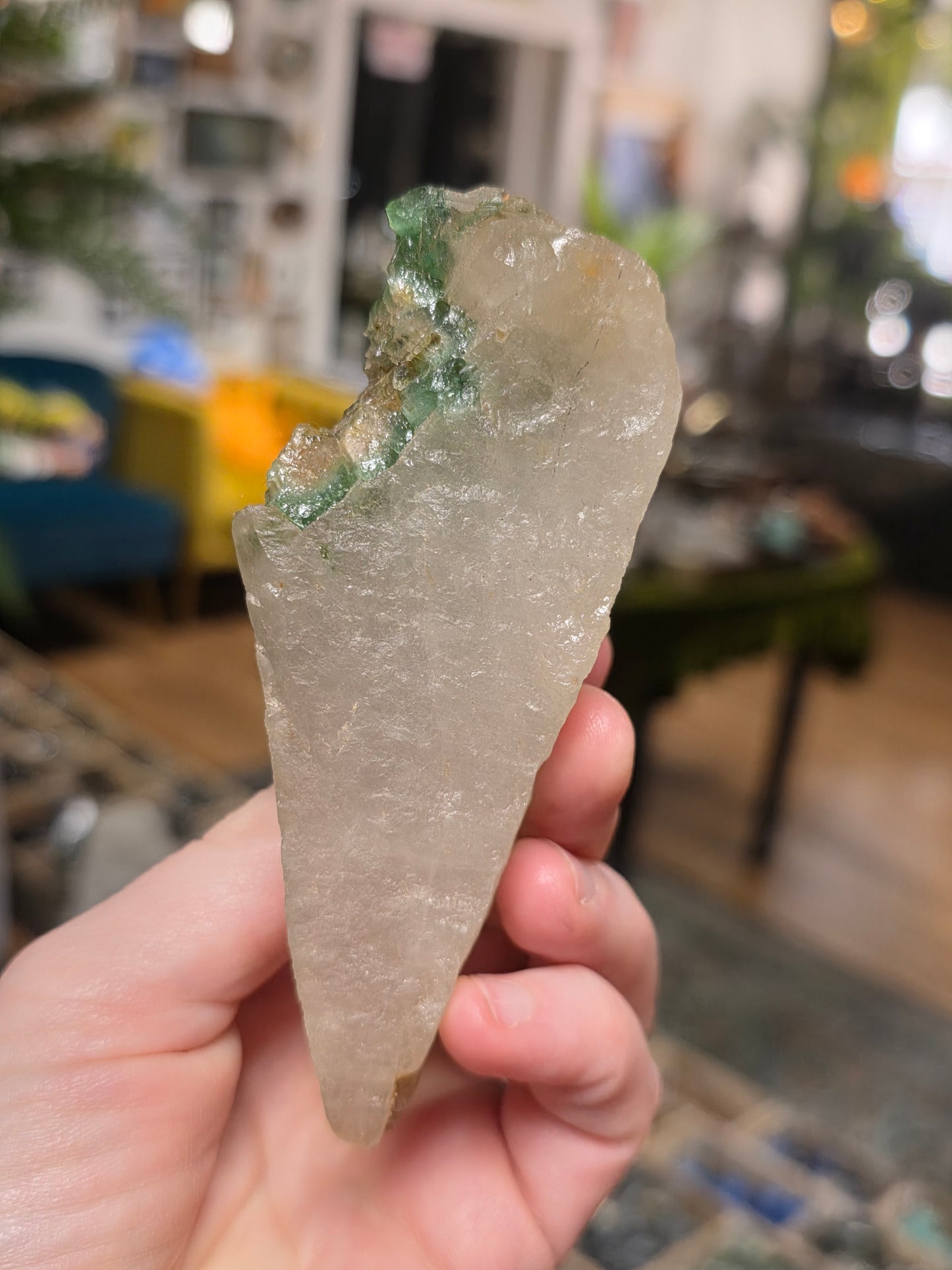 Green Tourmaline on Quartz