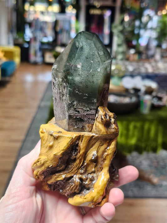 Garden Quartz on Custom Wood Base