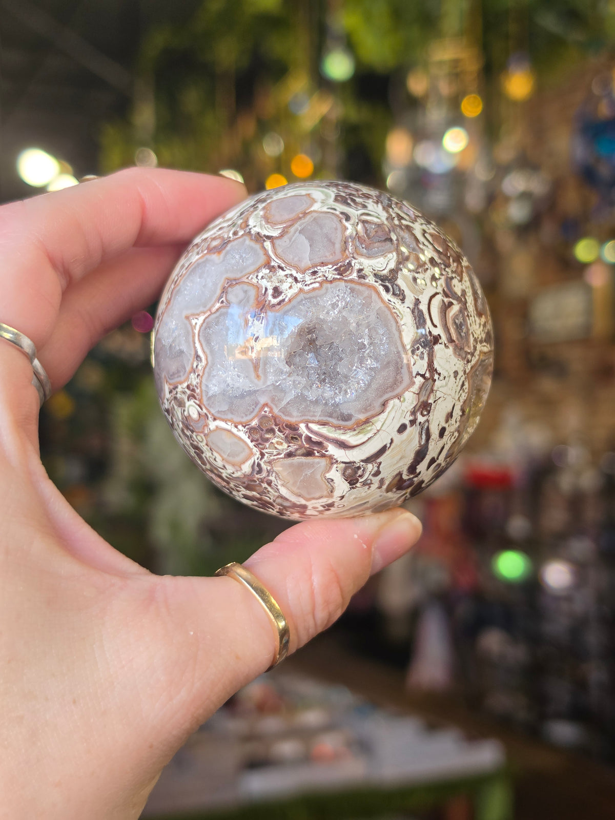 Druzy Money Agate Sphere