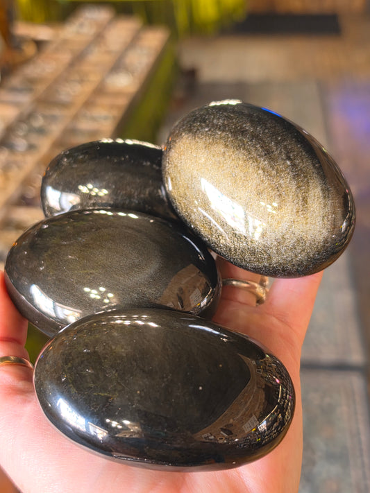 Large Gold Sheen Obsidian Palmstone