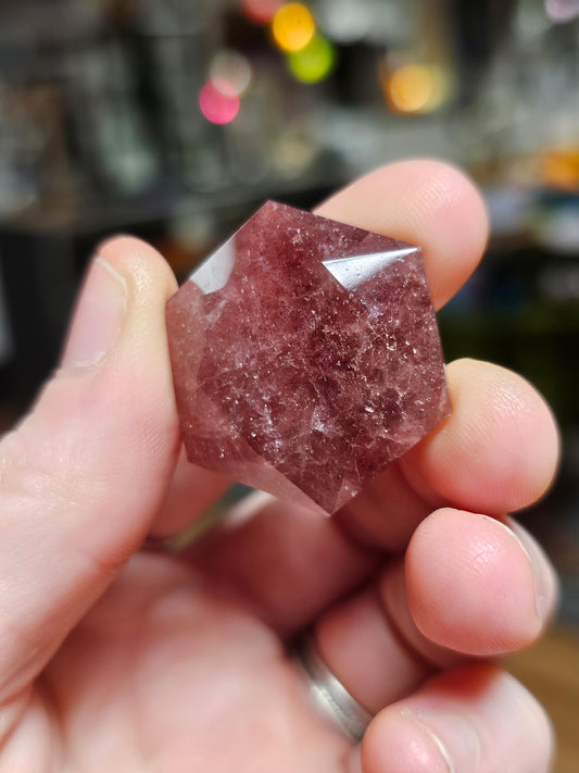 Strawberry Quartz Faceted Hexagon