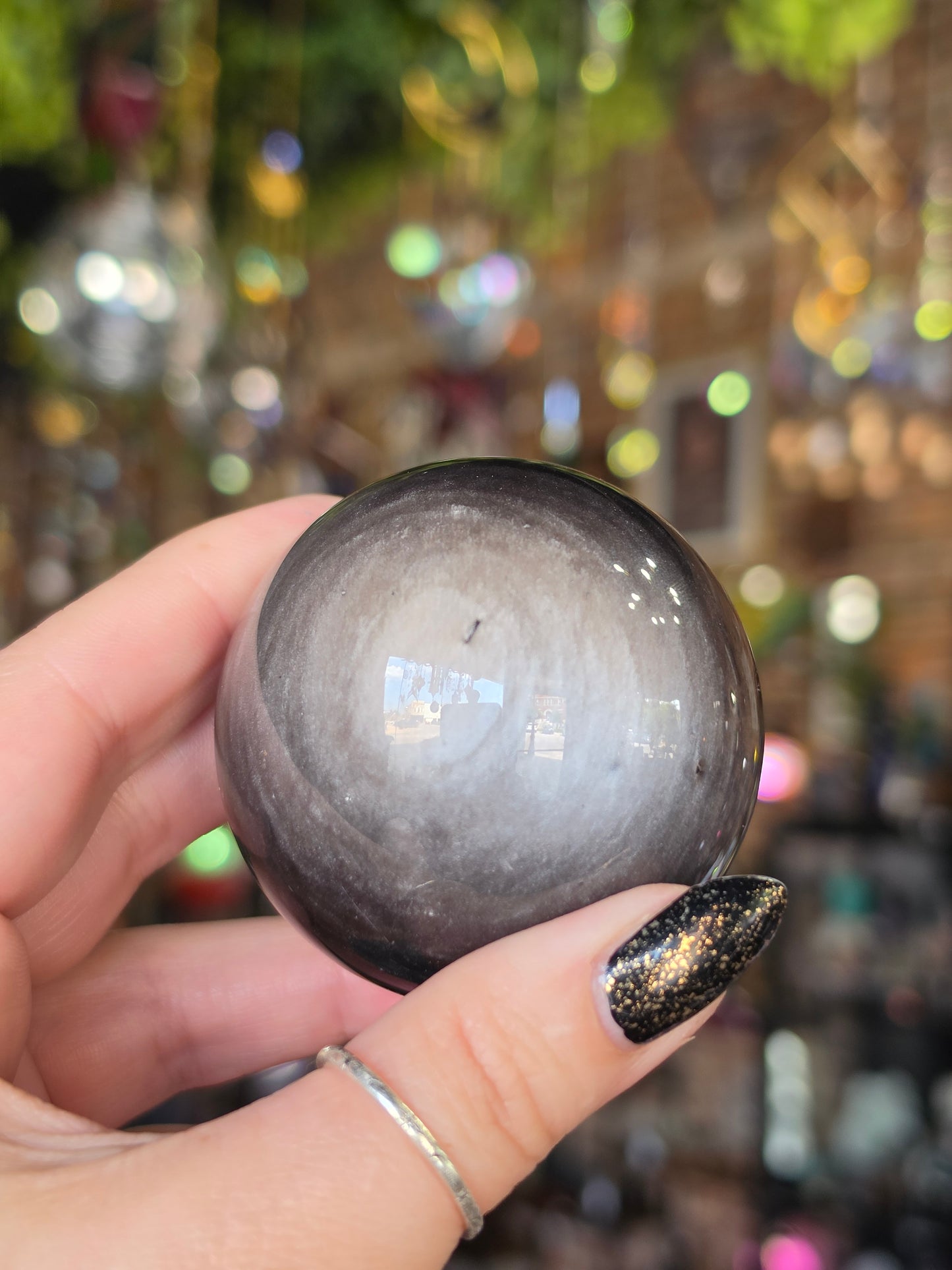 Silversheen Obsidian Sphere