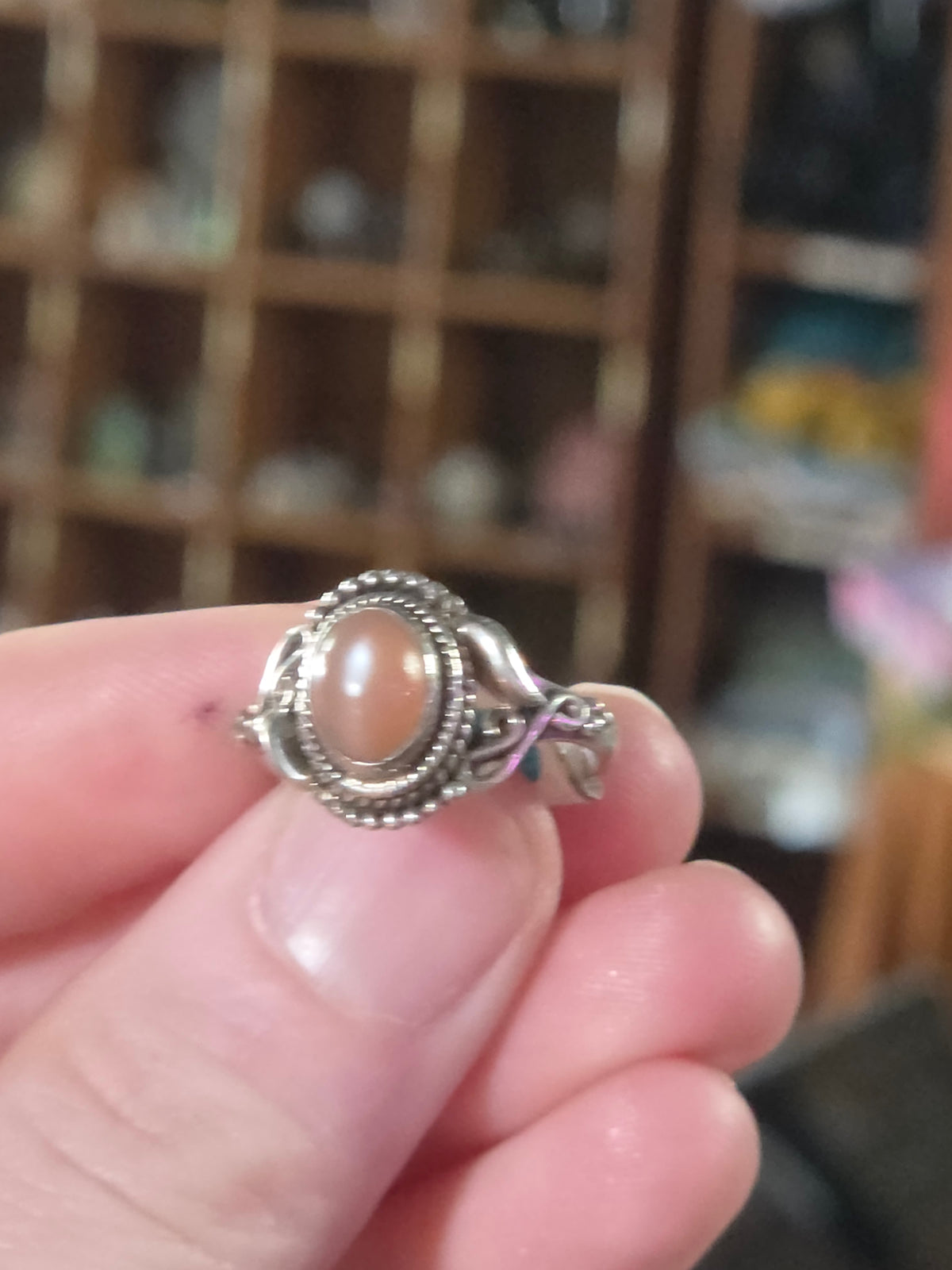 Peach Moonstone Ring Size 7