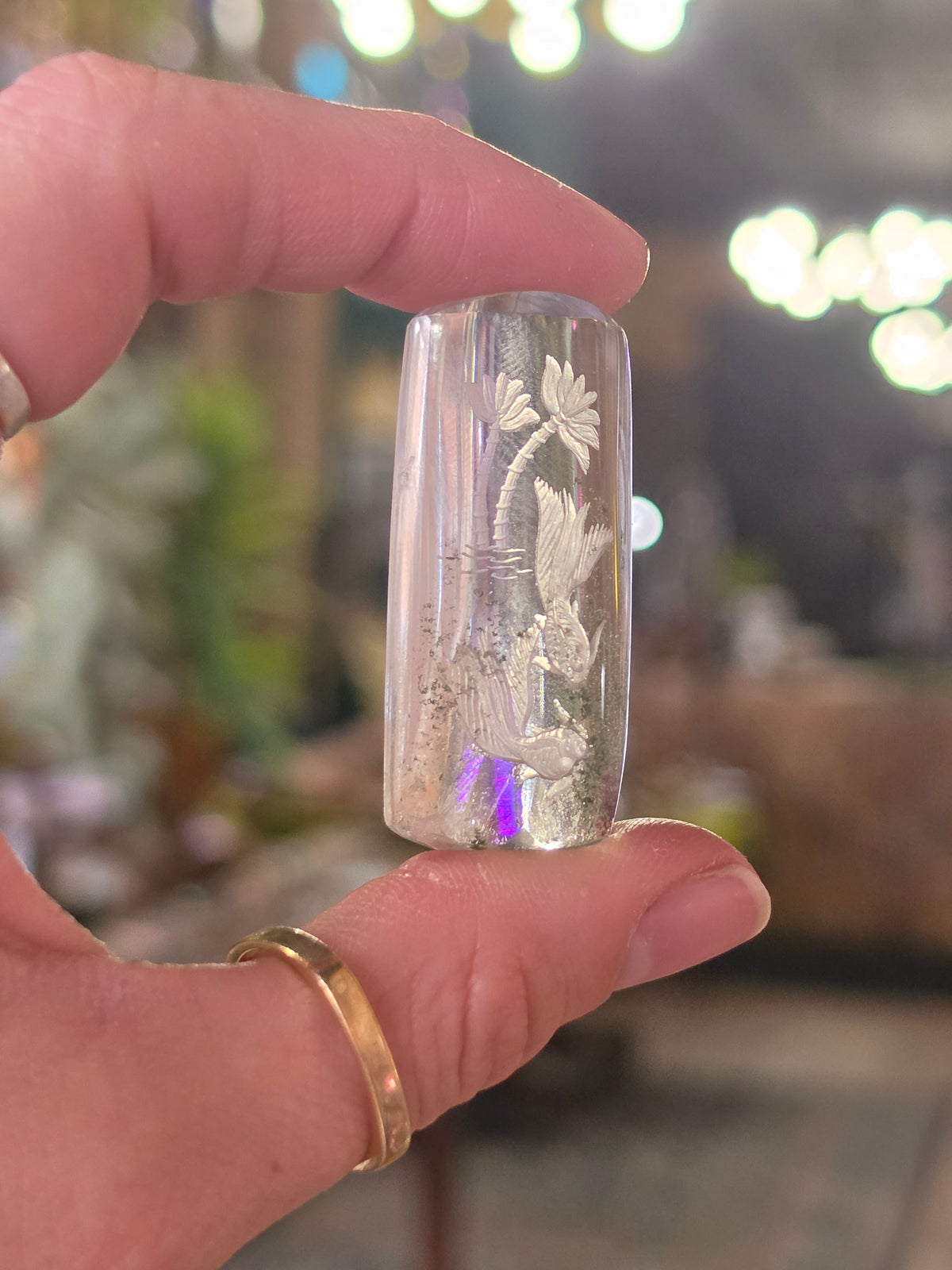 Koi Fish Lazer Engraved Garden Quartz