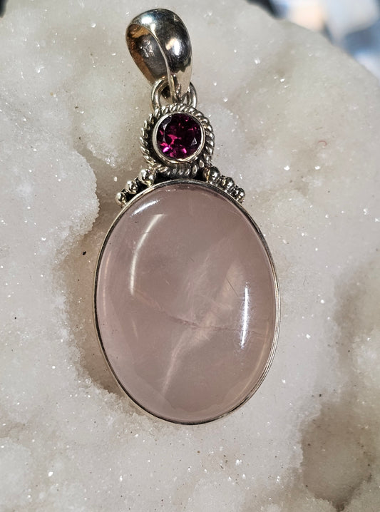 Rose Quartz & Garnet Pendant