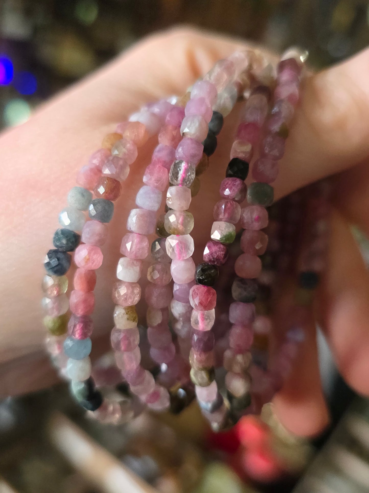 Faceted Multicolor Tourmaline Bead Bracelet
