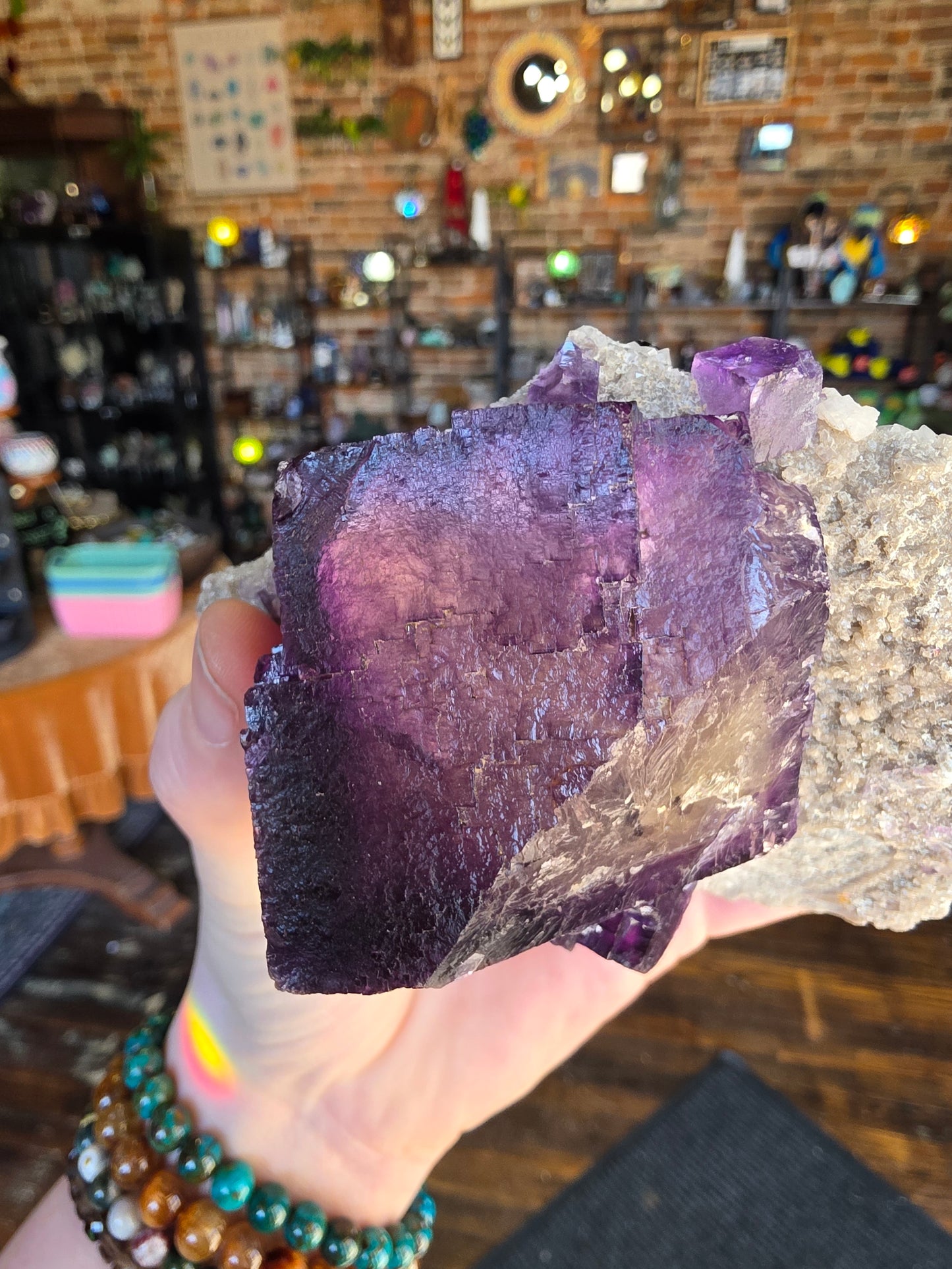Fluorite and Sphalerite on Druzy Quartz