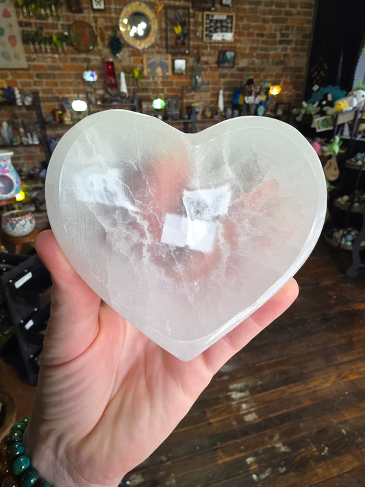Selenite Heart Trinket Dish
