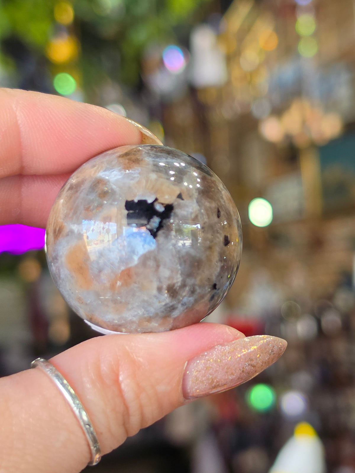 Larvikite and Sunstone Sphere