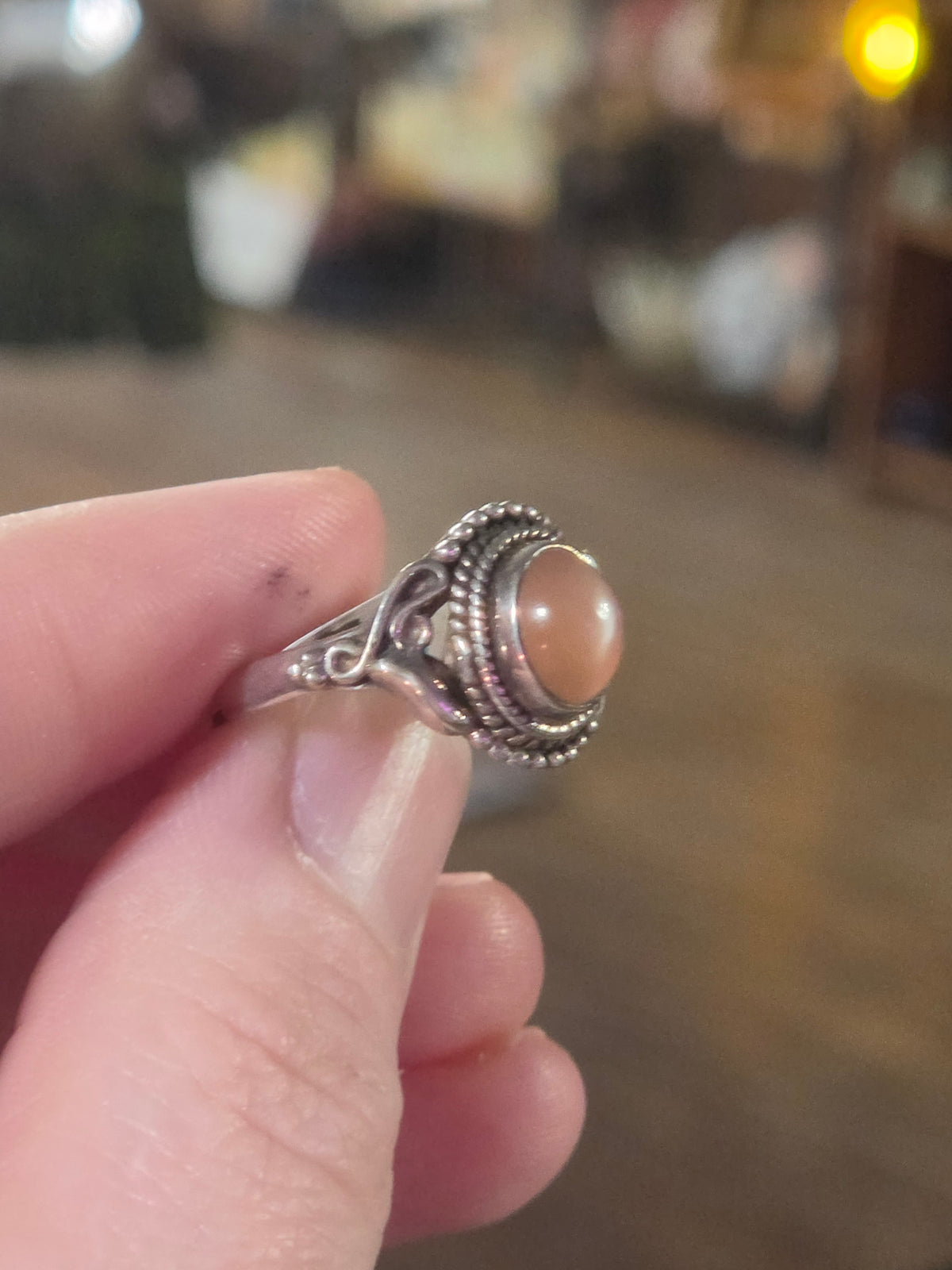Peach Moonstone Ring Size 7