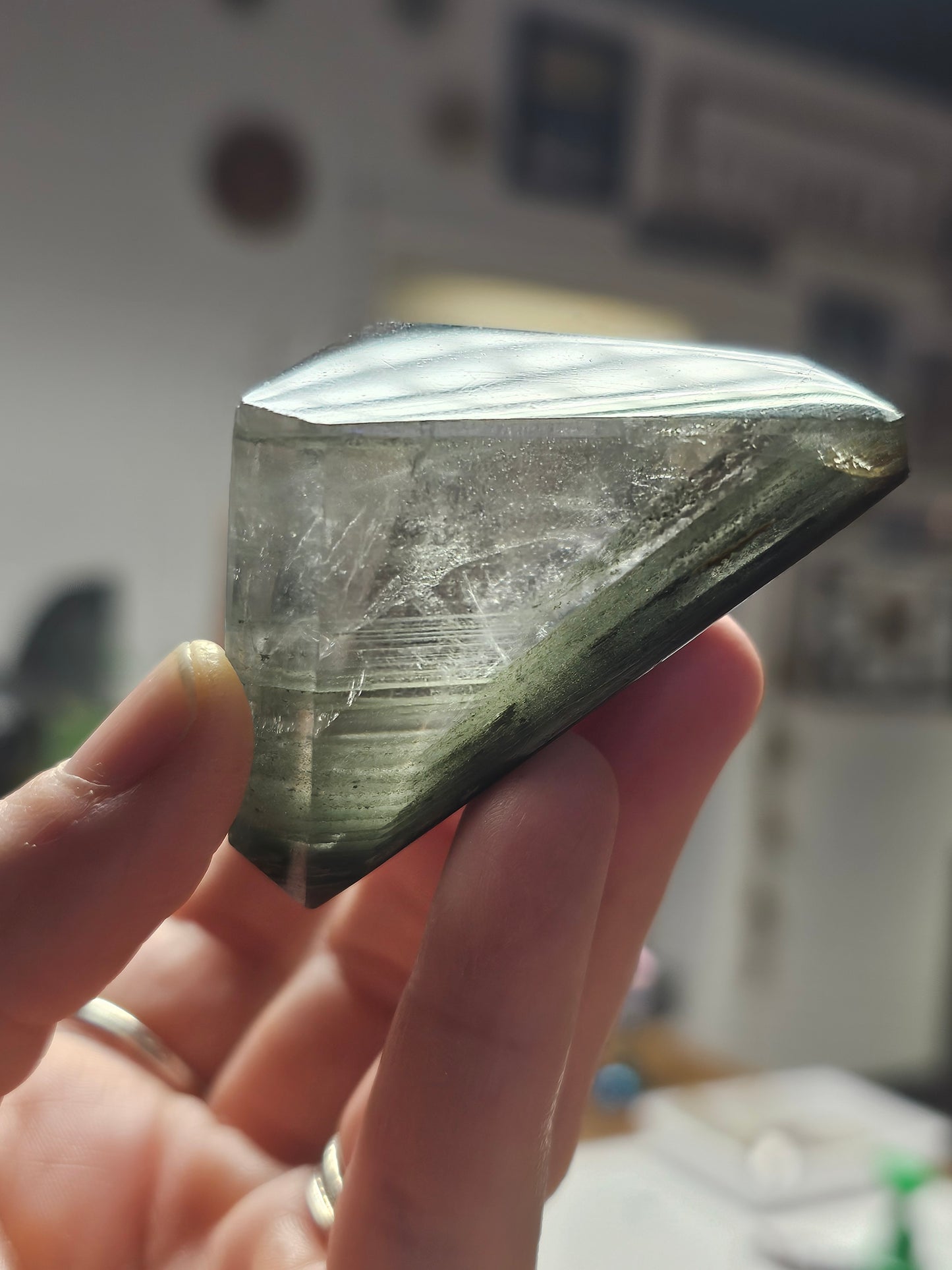 Garden Quartz Freeform with Chlorite Phantoms