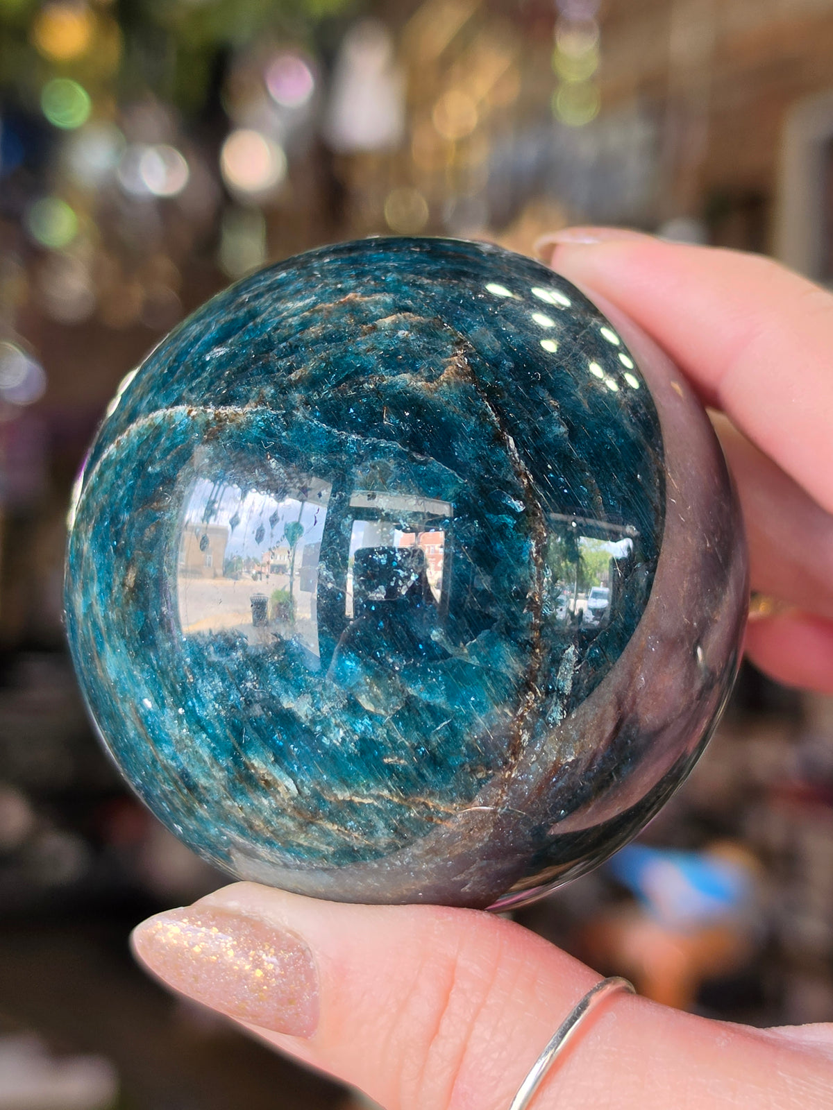 Blue Apatite Sphere