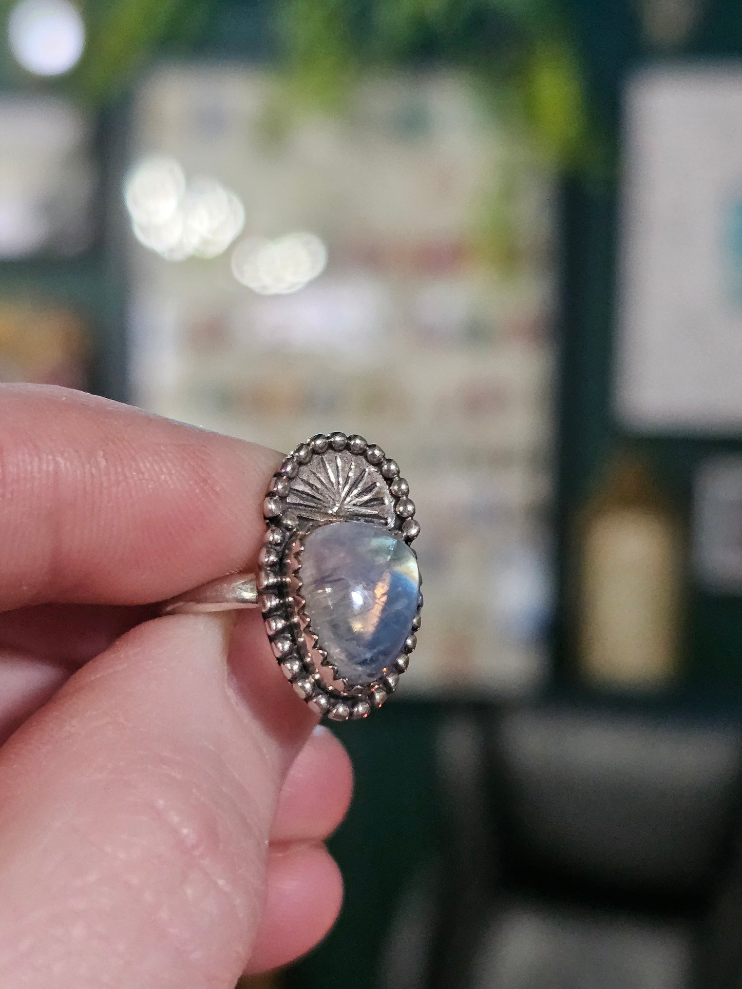 Size 6 Rainbow Moonstone Ring