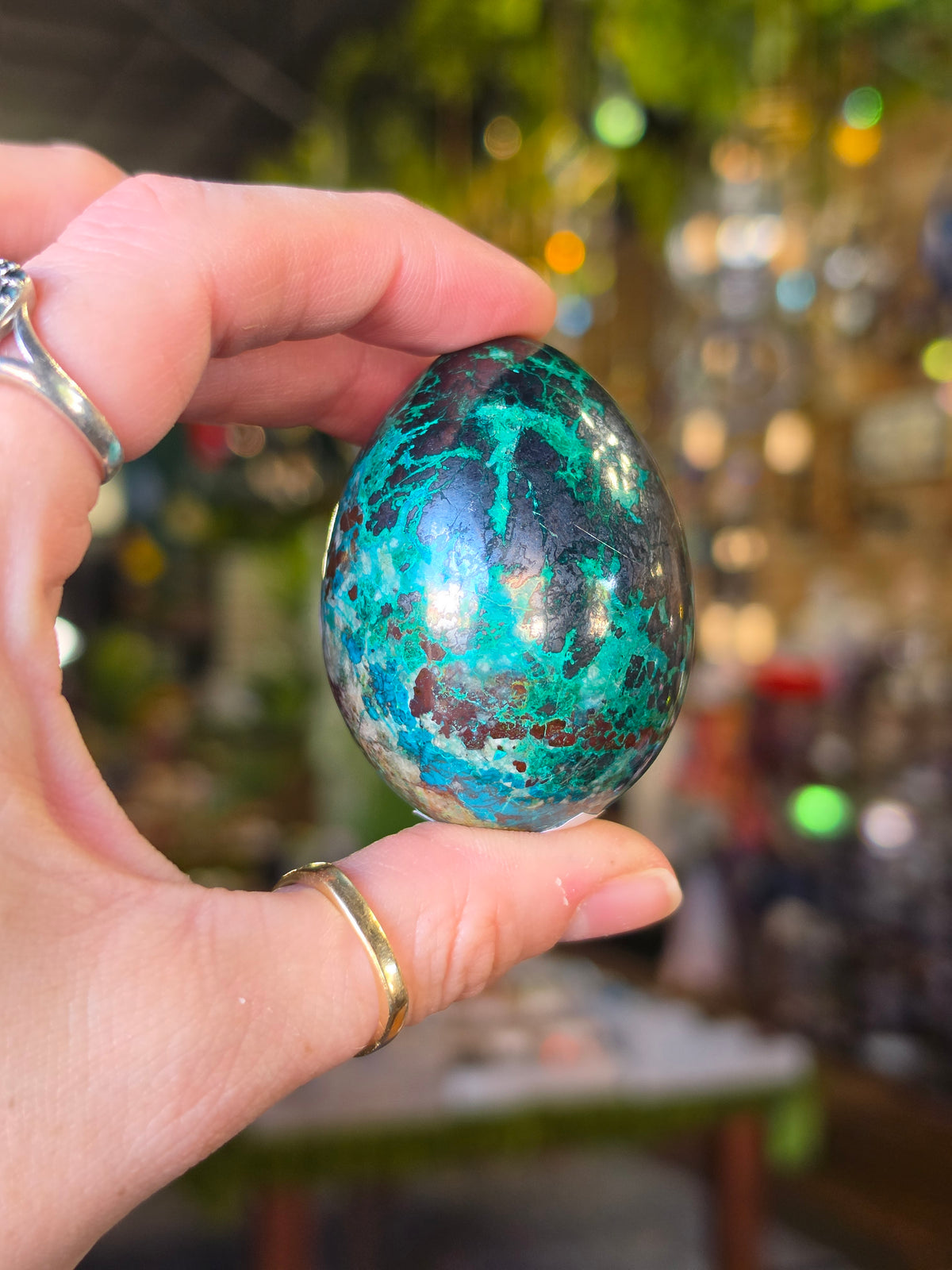 Chrysocolla & Malachite Egg Carving