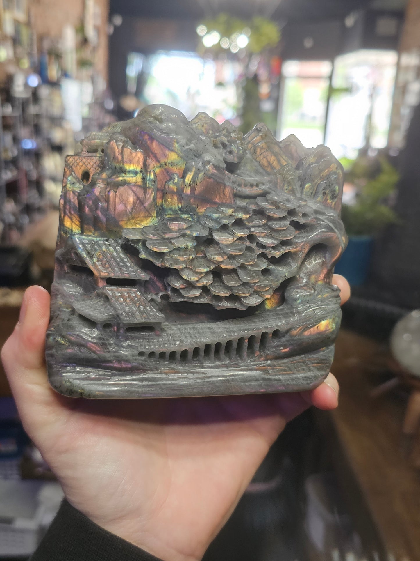 Labradorite Village Carving
