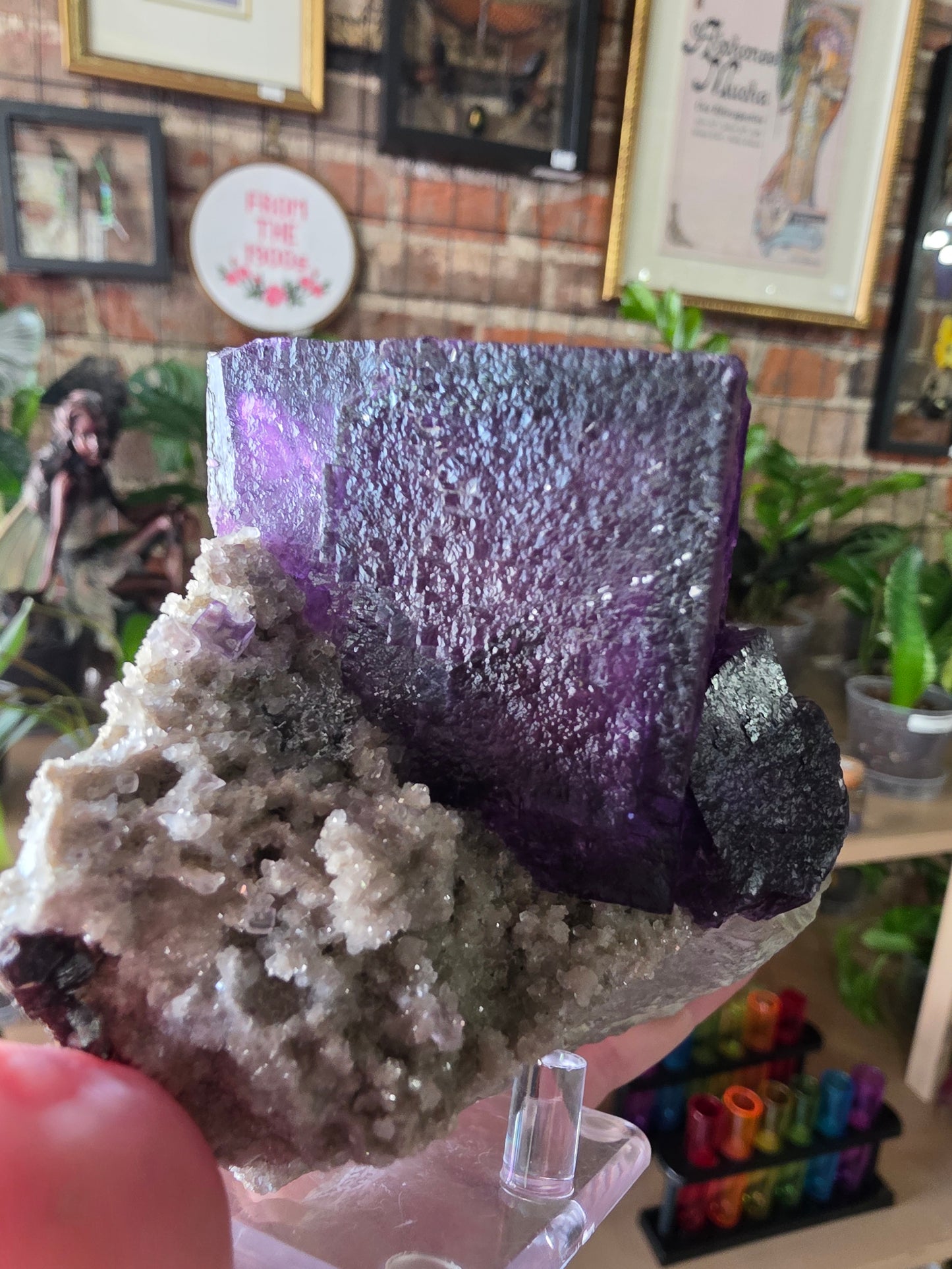 Fluorite and Sphalerite on Druzy Quartz