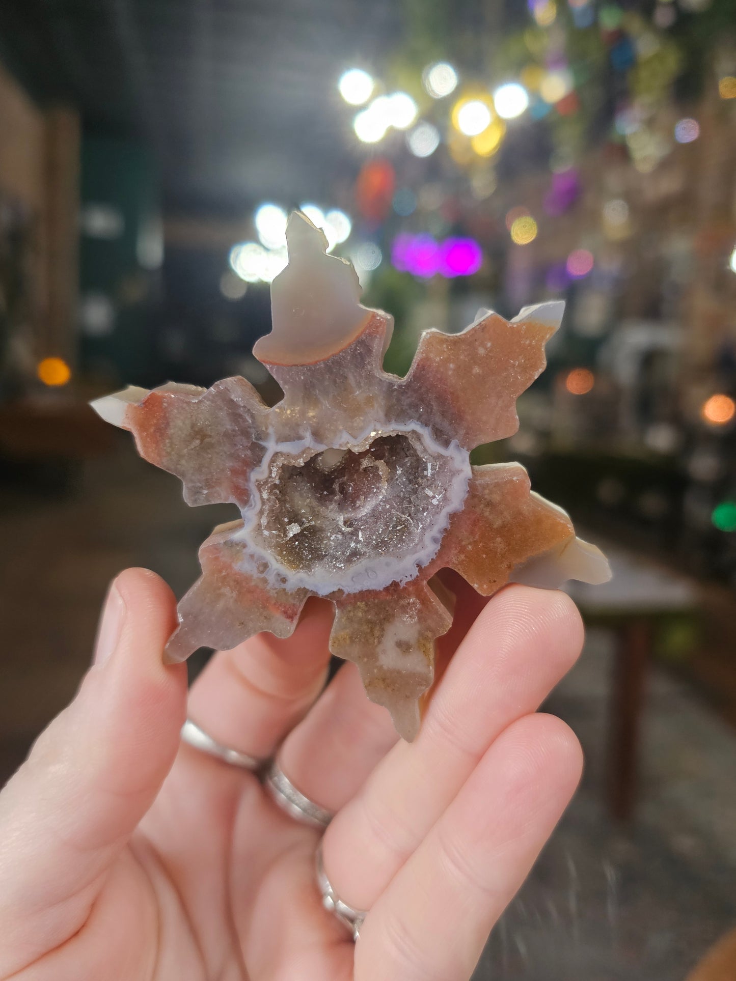 Druzy Agate Snowflake carving