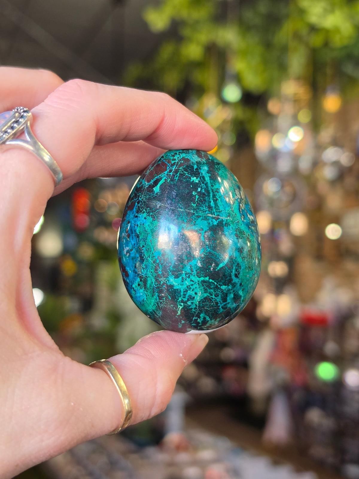 Chrysocolla & Malachite Egg Carving