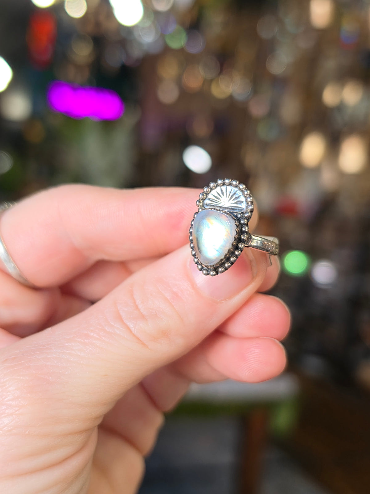 Size 7 Rainbow Moonstone Ring