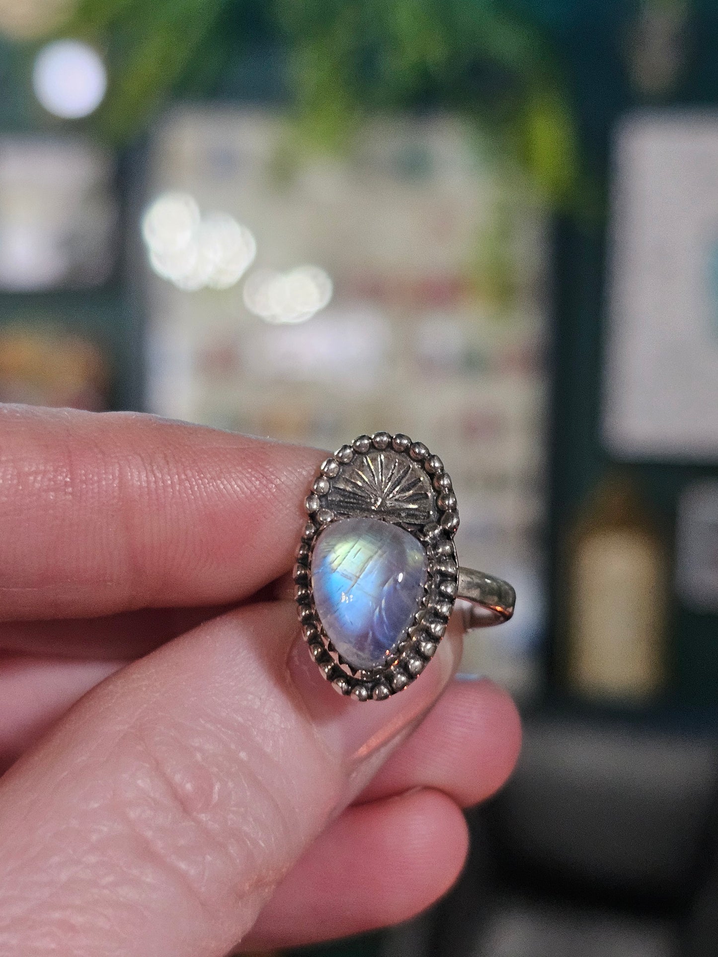 Size 6 Rainbow Moonstone Ring
