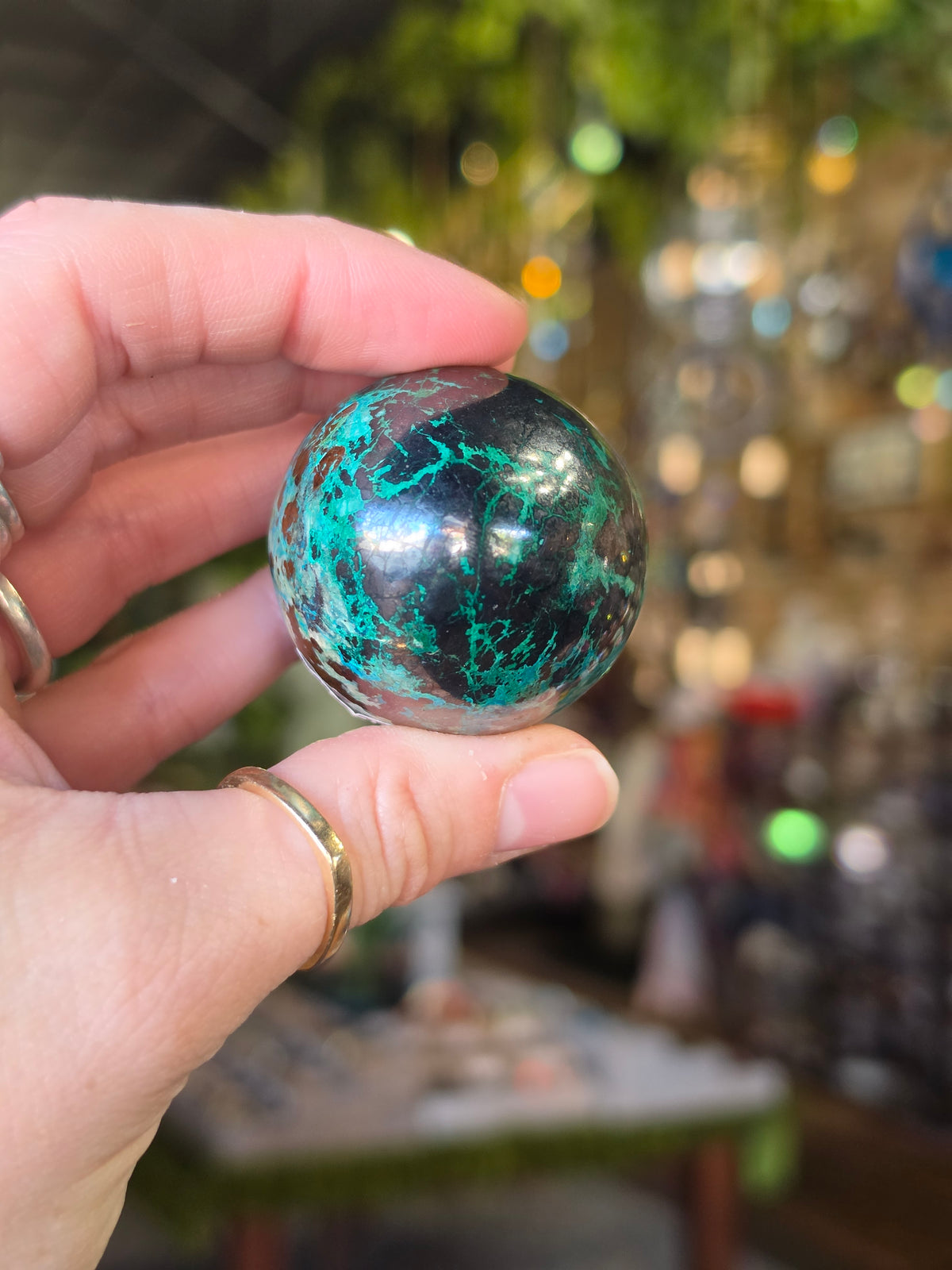 Chrysocolla & Malachite Egg Carving