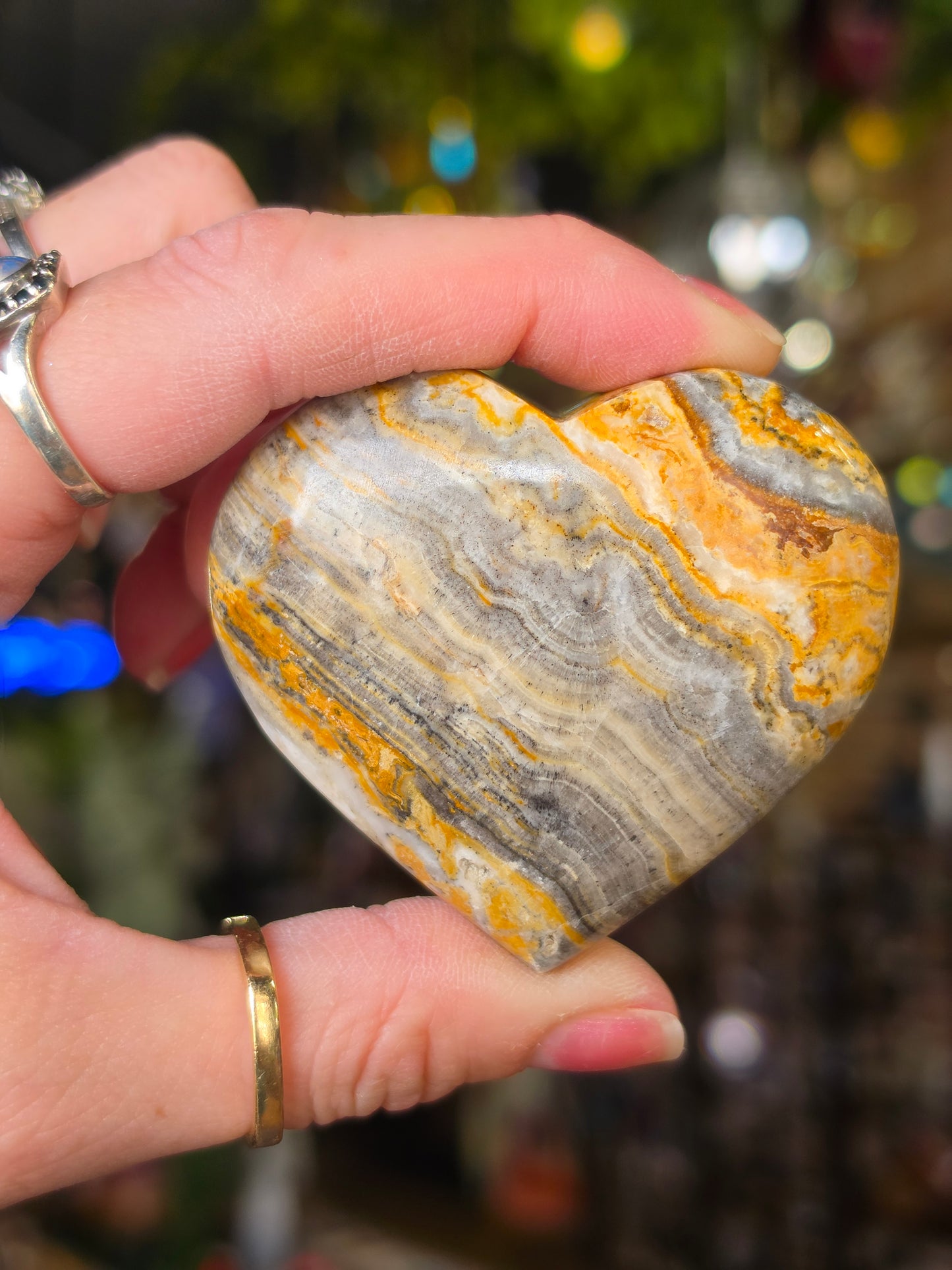 Bumble Bee Calcite Heart