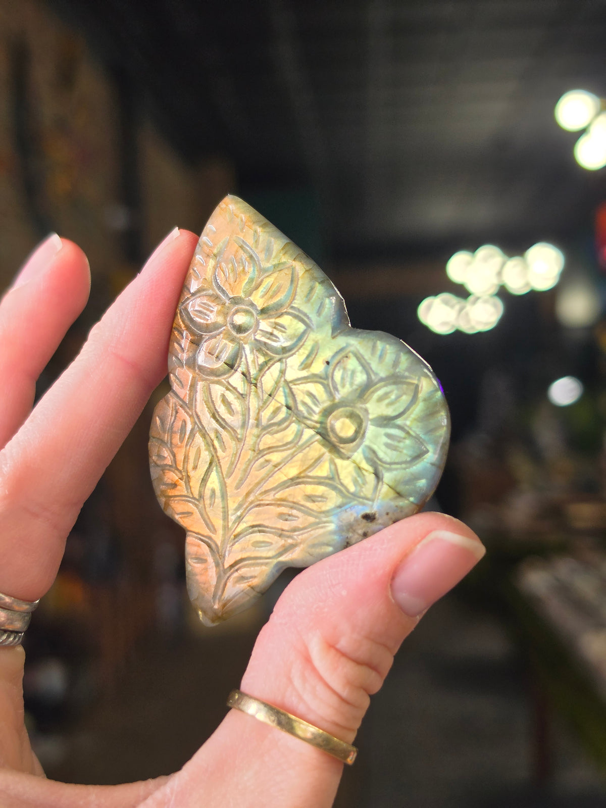 Labradorite Floral Carving Cabochon