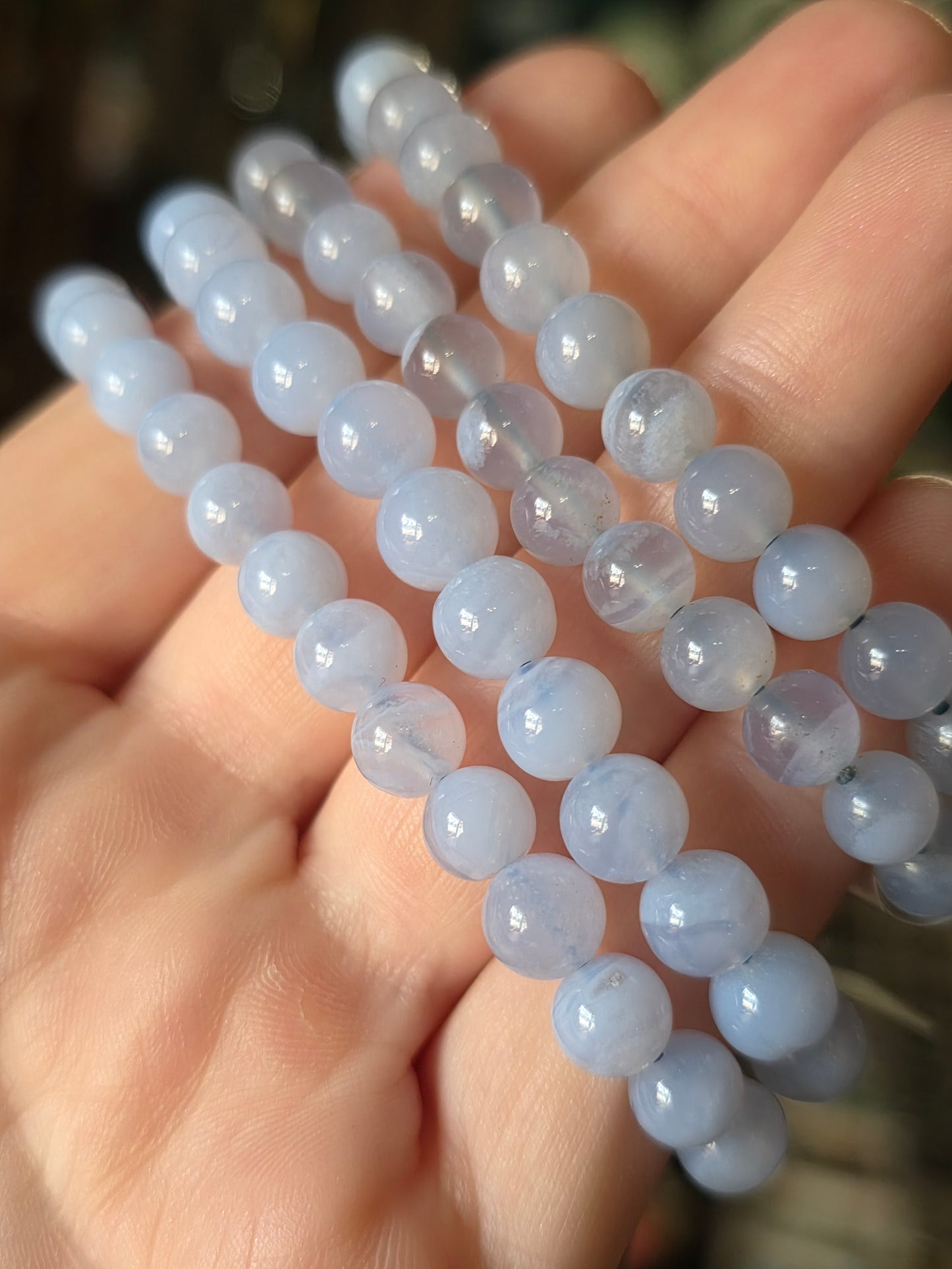 Blue Agate Bead Bracelet