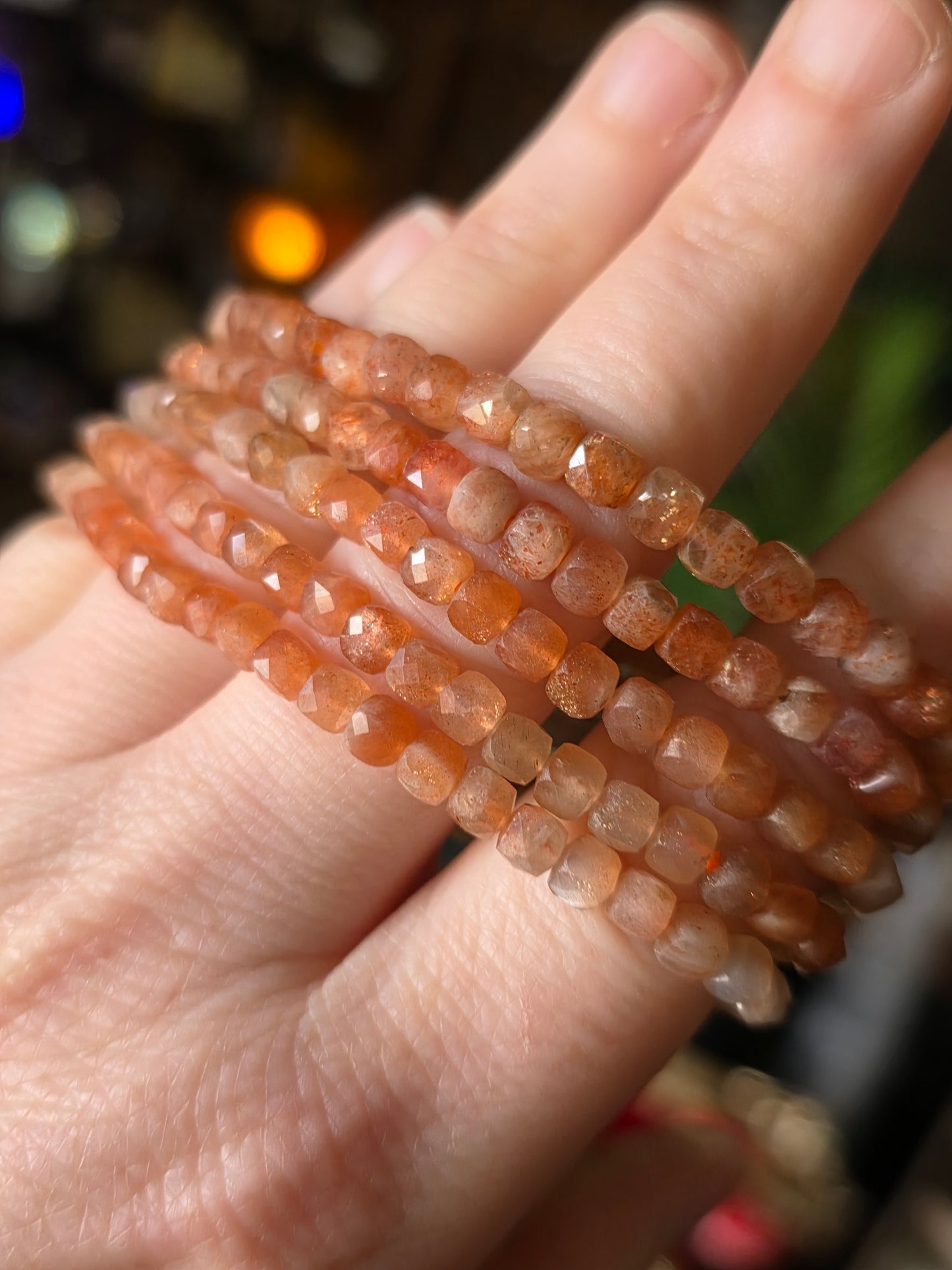 Faceted Sunstone Bead Bracelet