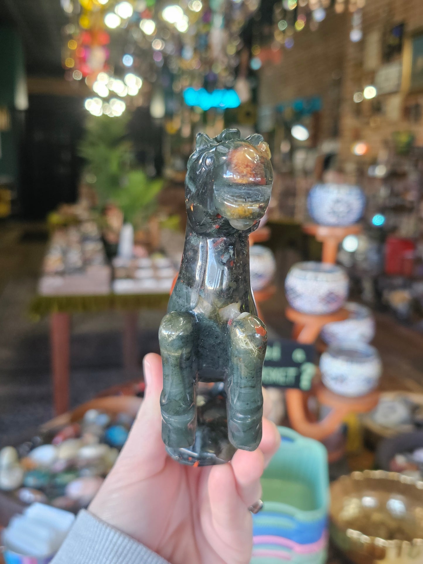 African Bloodstone Horse Carving