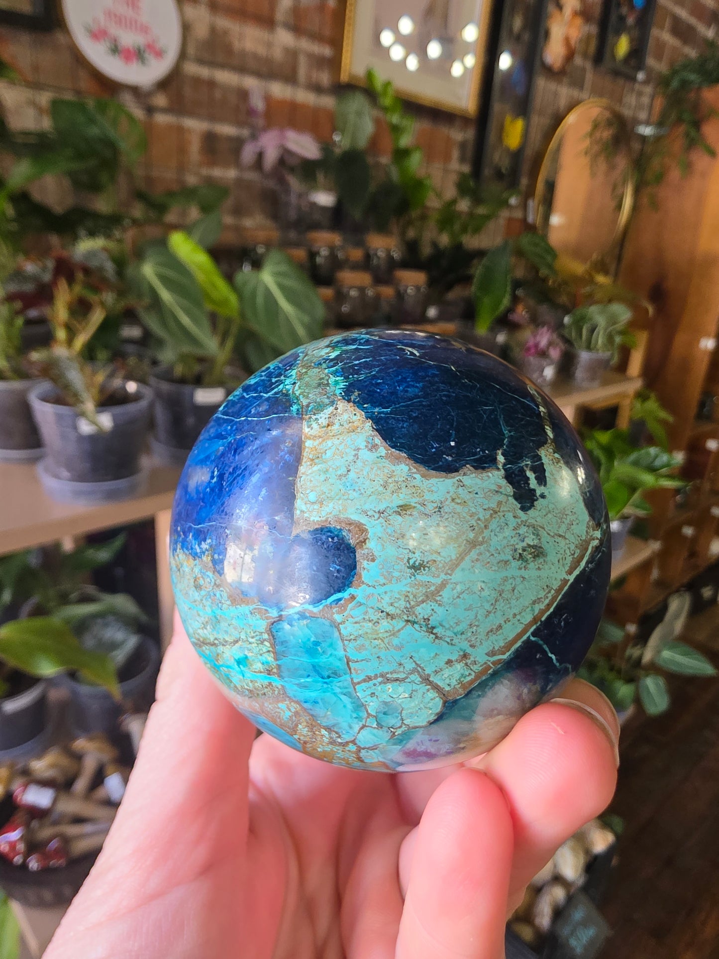 Chrysocolla and Shattukite Sphere