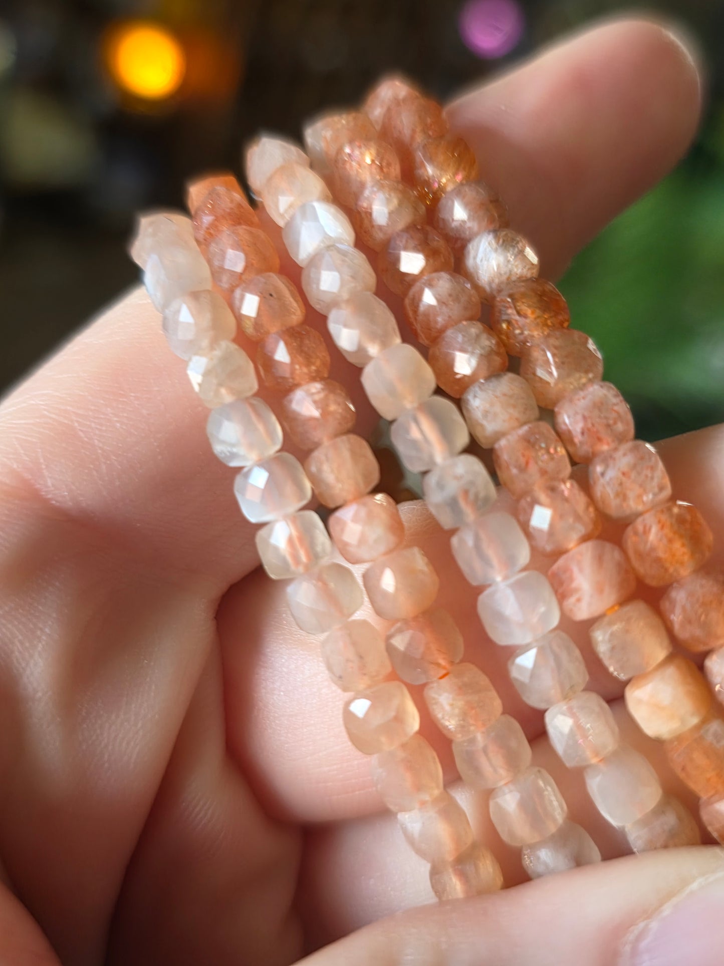 Faceted Sunstone Bead Bracelet