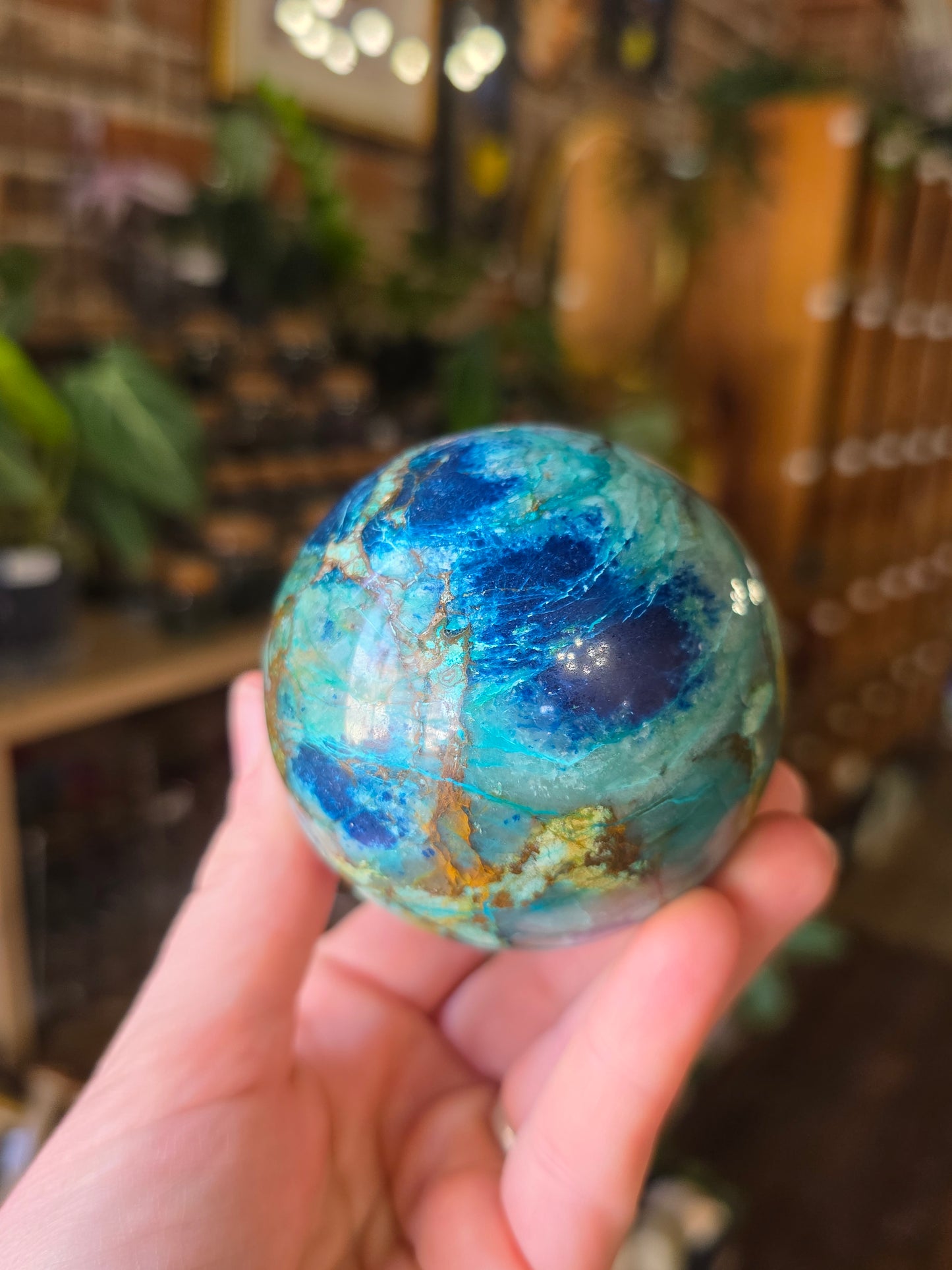 Chrysocolla and Shattuckite Sphere